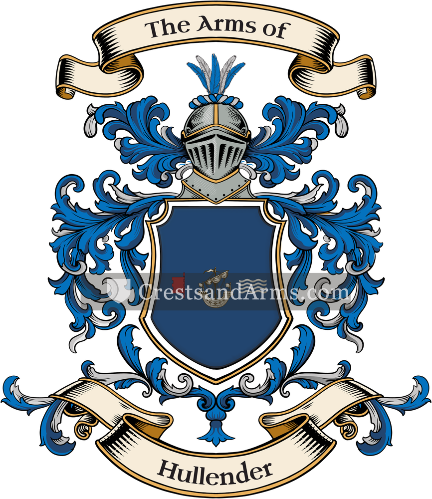 The Hullender coat of arms, drawn from the recorded blazon