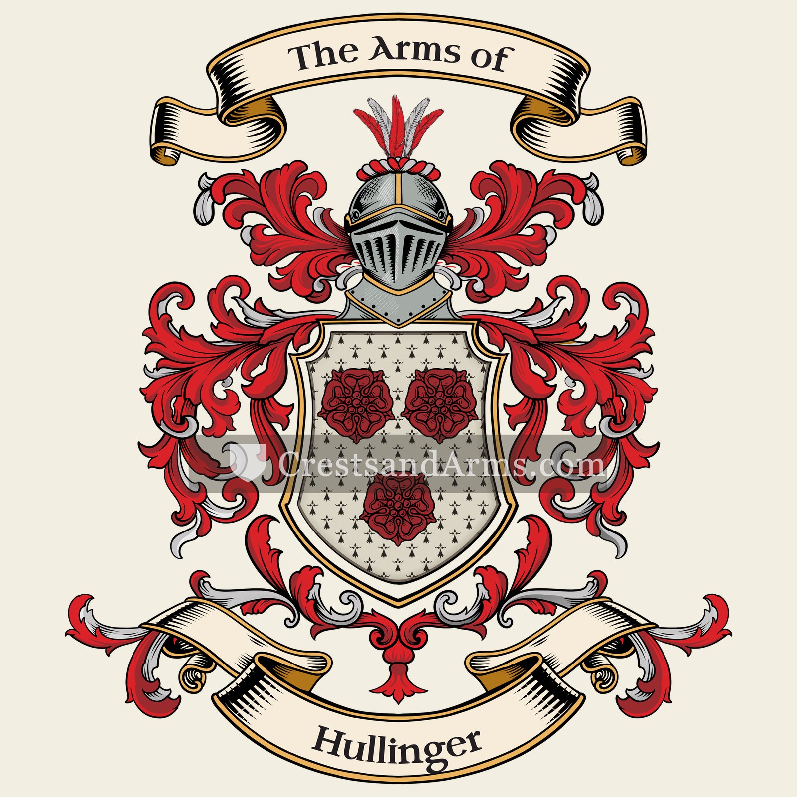 The Hullinger coat of arms, drawn from the recorded blazon