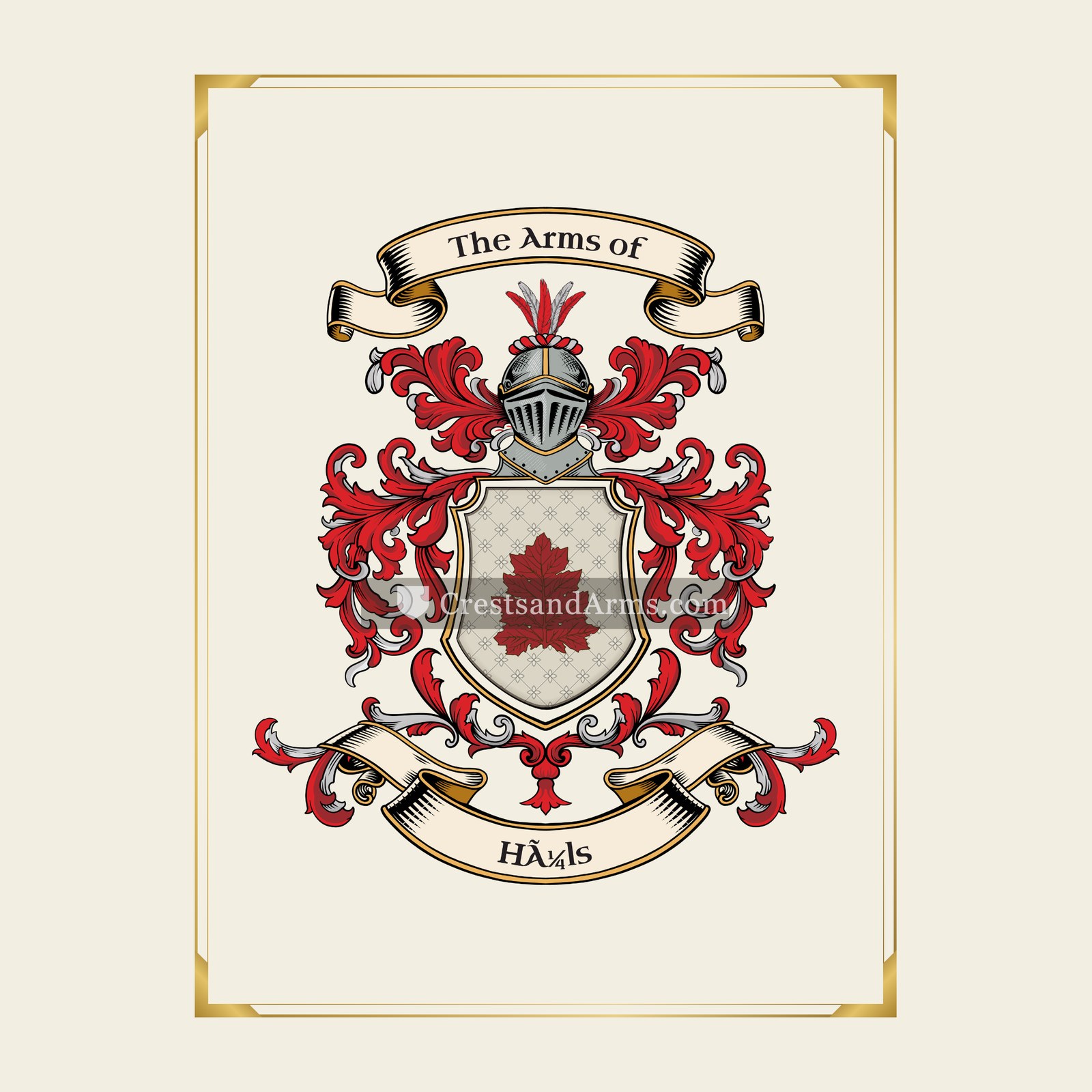 With gold border