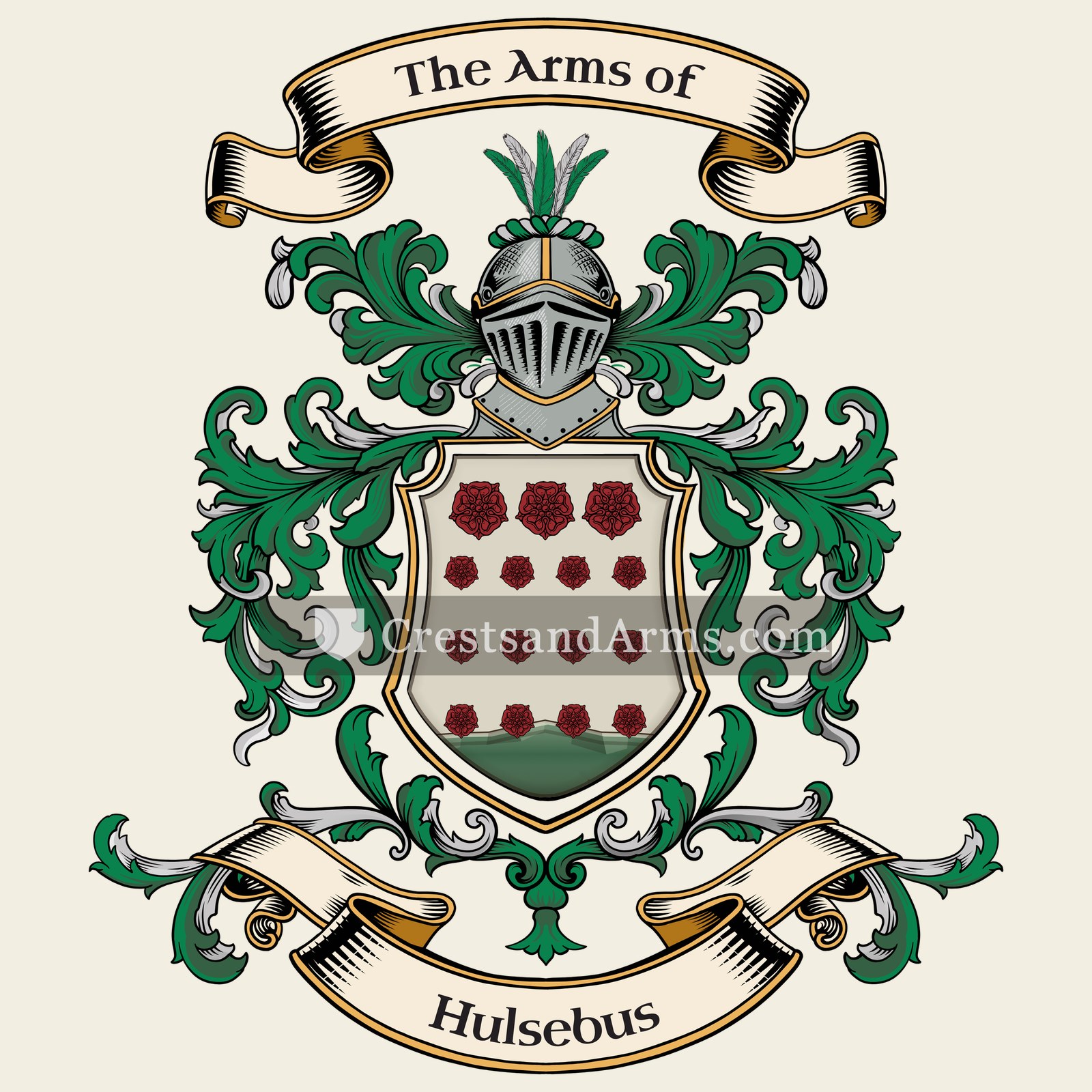 The Hulsebus coat of arms, drawn from the recorded blazon