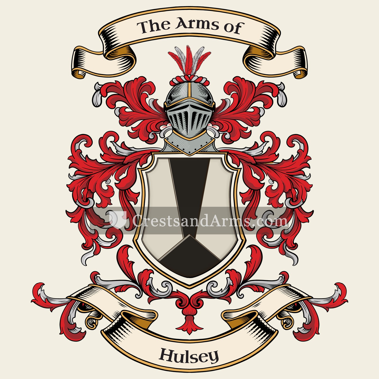 The Hulsey coat of arms, drawn from the recorded blazon