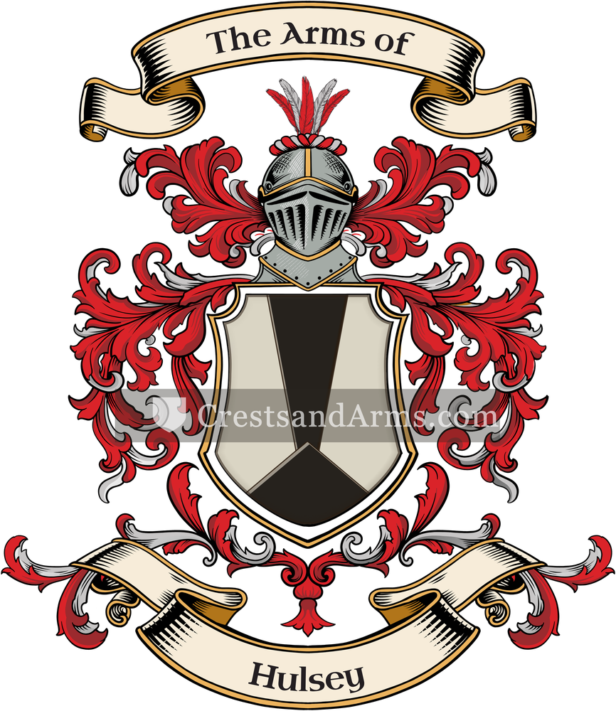The Hulsey coat of arms, drawn from the recorded blazon
