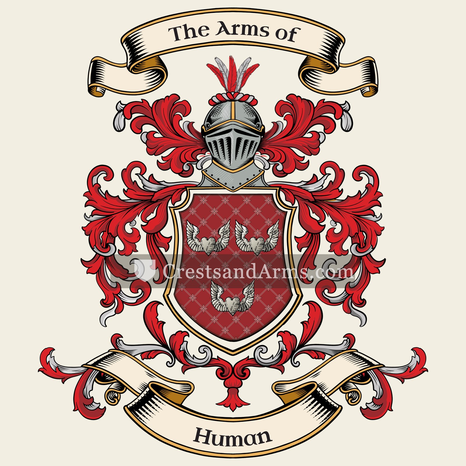 The Human coat of arms, drawn from the recorded blazon