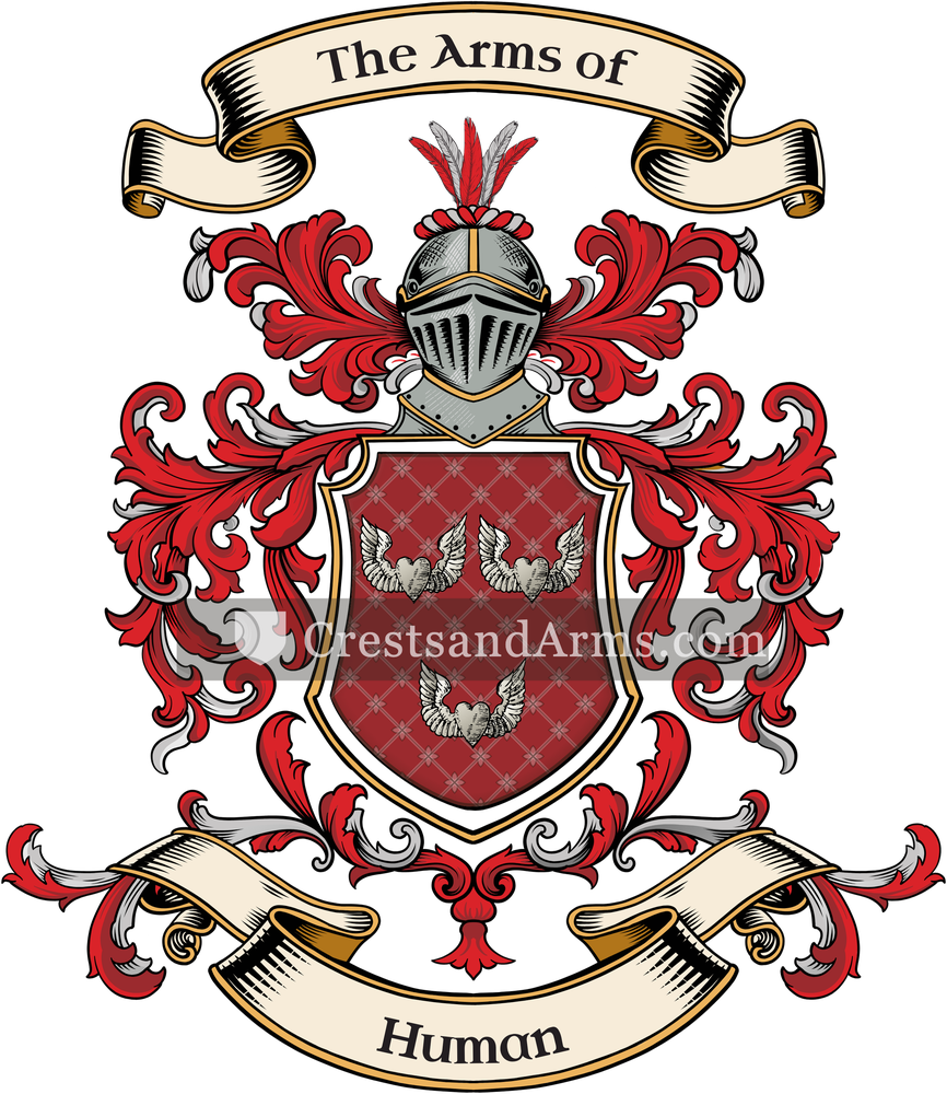 The Human coat of arms, drawn from the recorded blazon