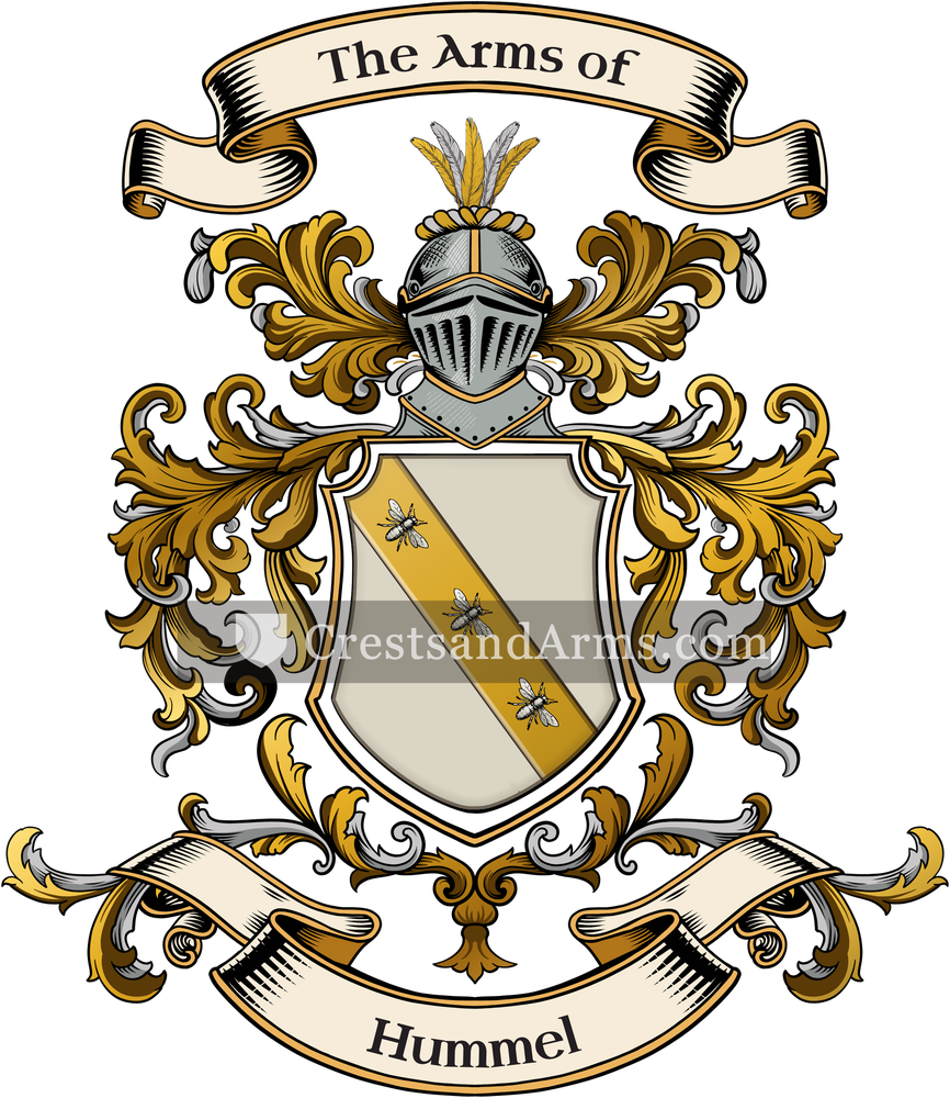 The Hummel coat of arms, drawn from the recorded blazon