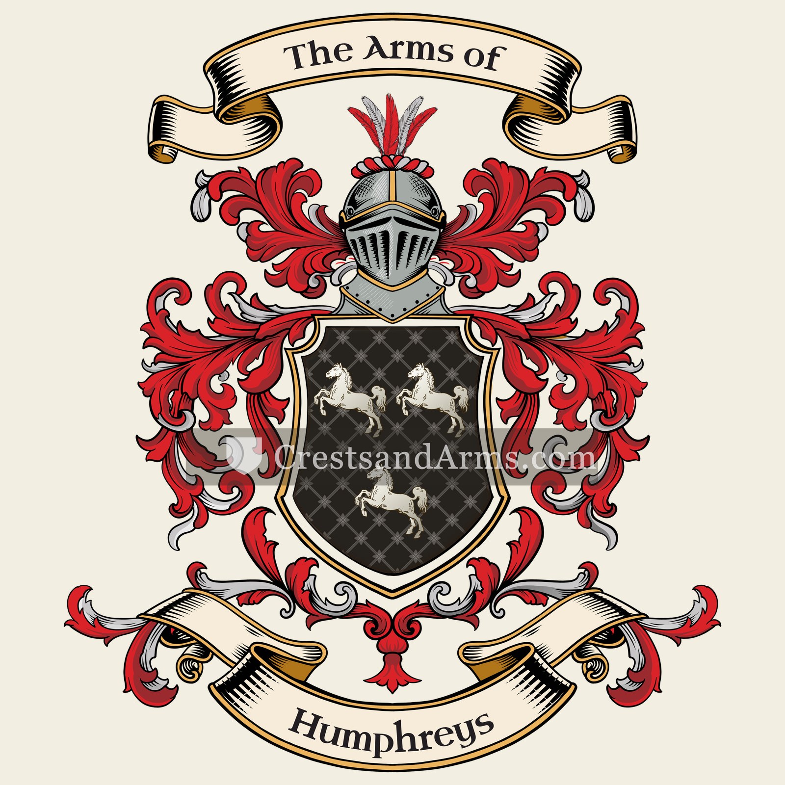 The Humphreys coat of arms, drawn from the recorded blazon
