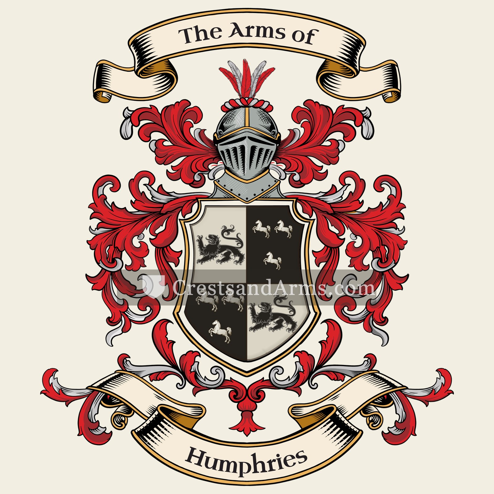 The Humphries coat of arms, drawn from the recorded blazon