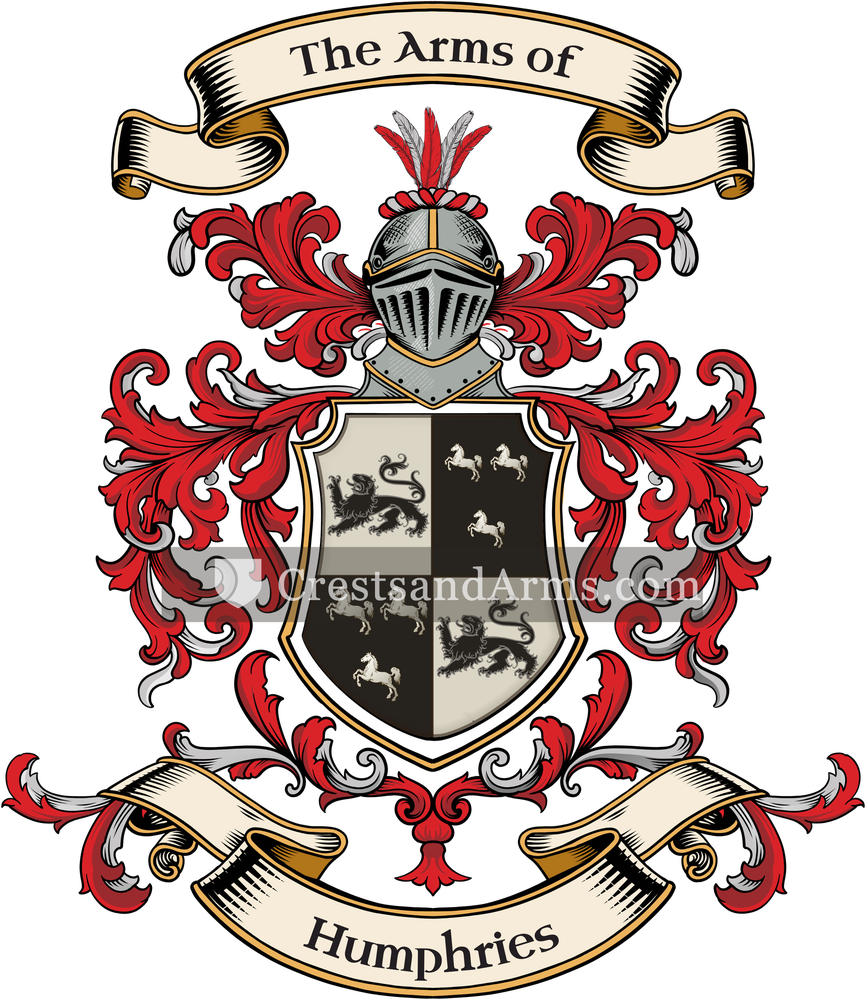 The Humphries coat of arms, drawn from the recorded blazon