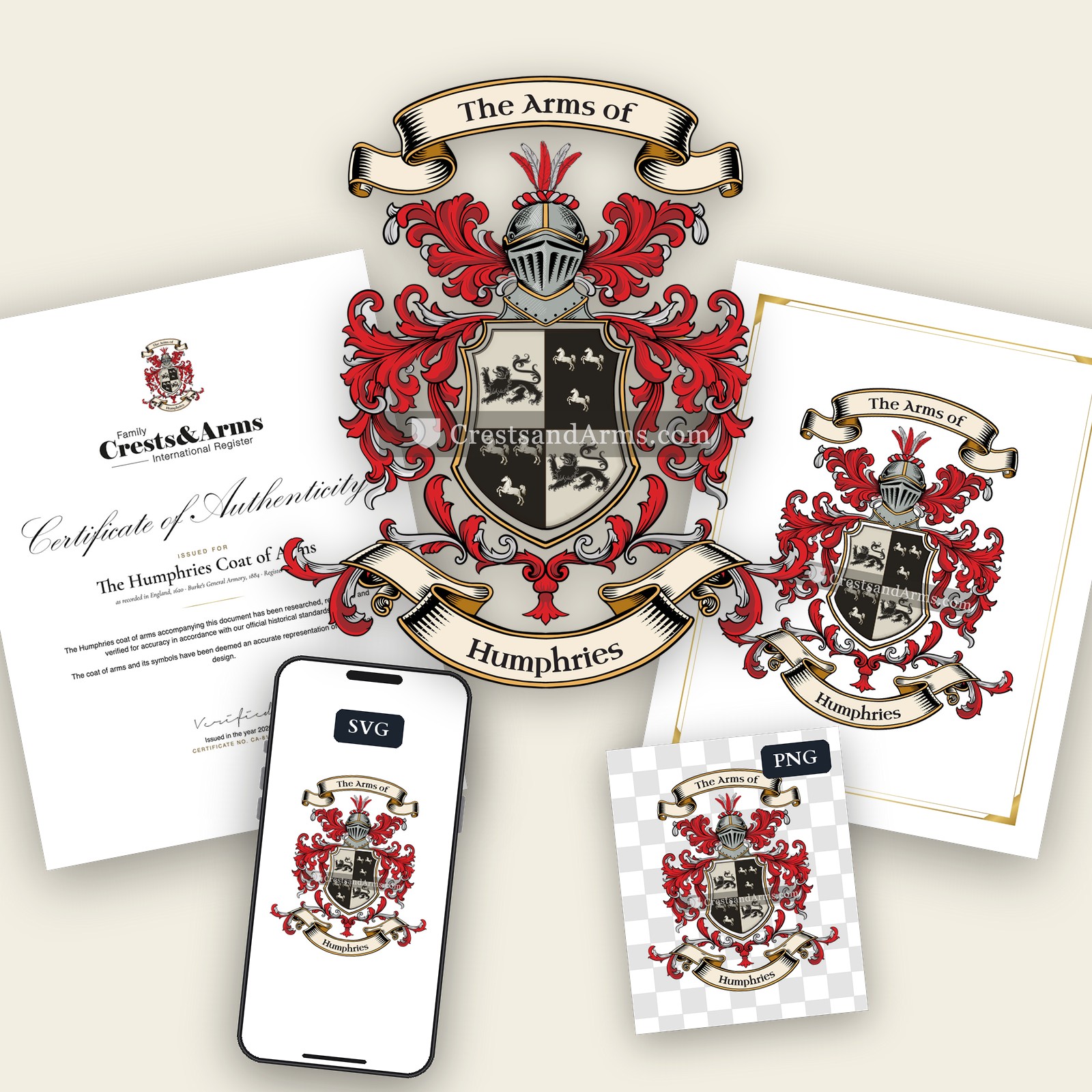 The Humphries arms on the coat of arms — digital pack