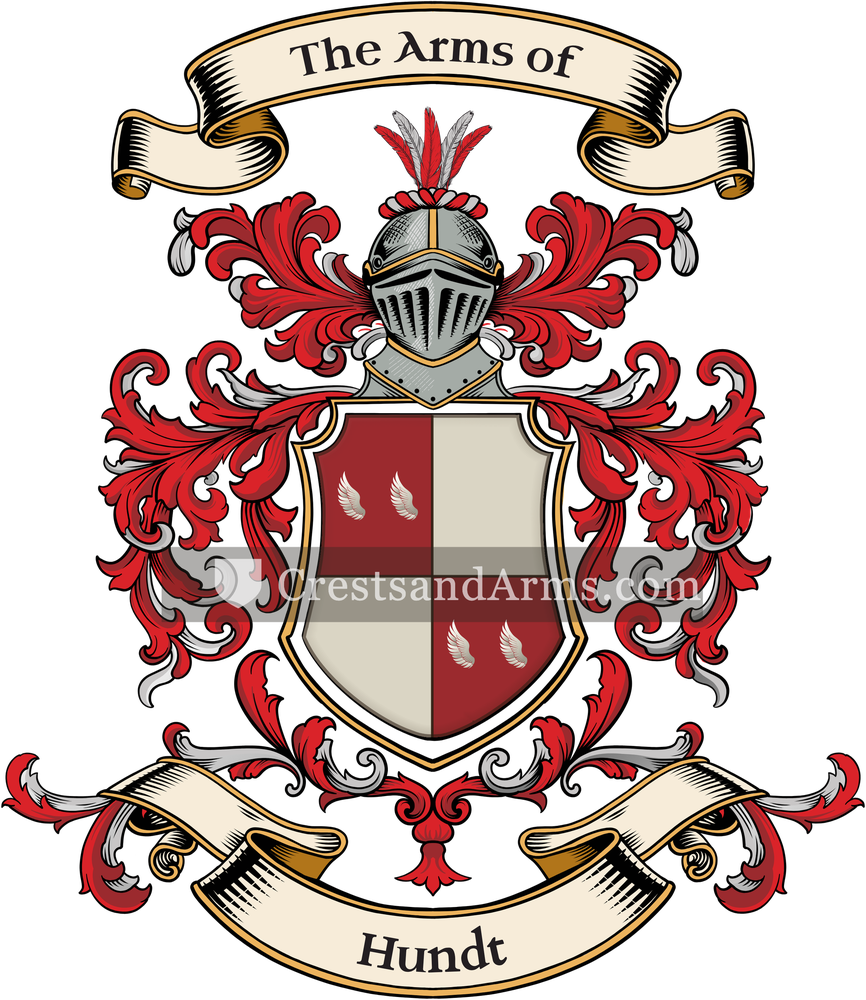 The Hundt coat of arms, drawn from the recorded blazon