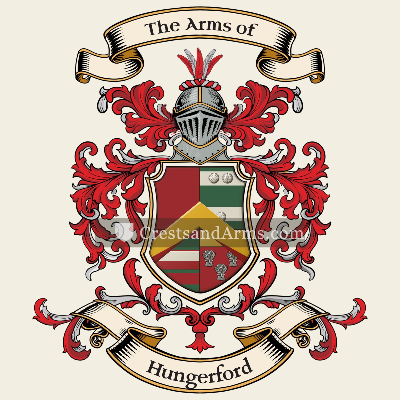 The Hungerford coat of arms, drawn from the recorded blazon