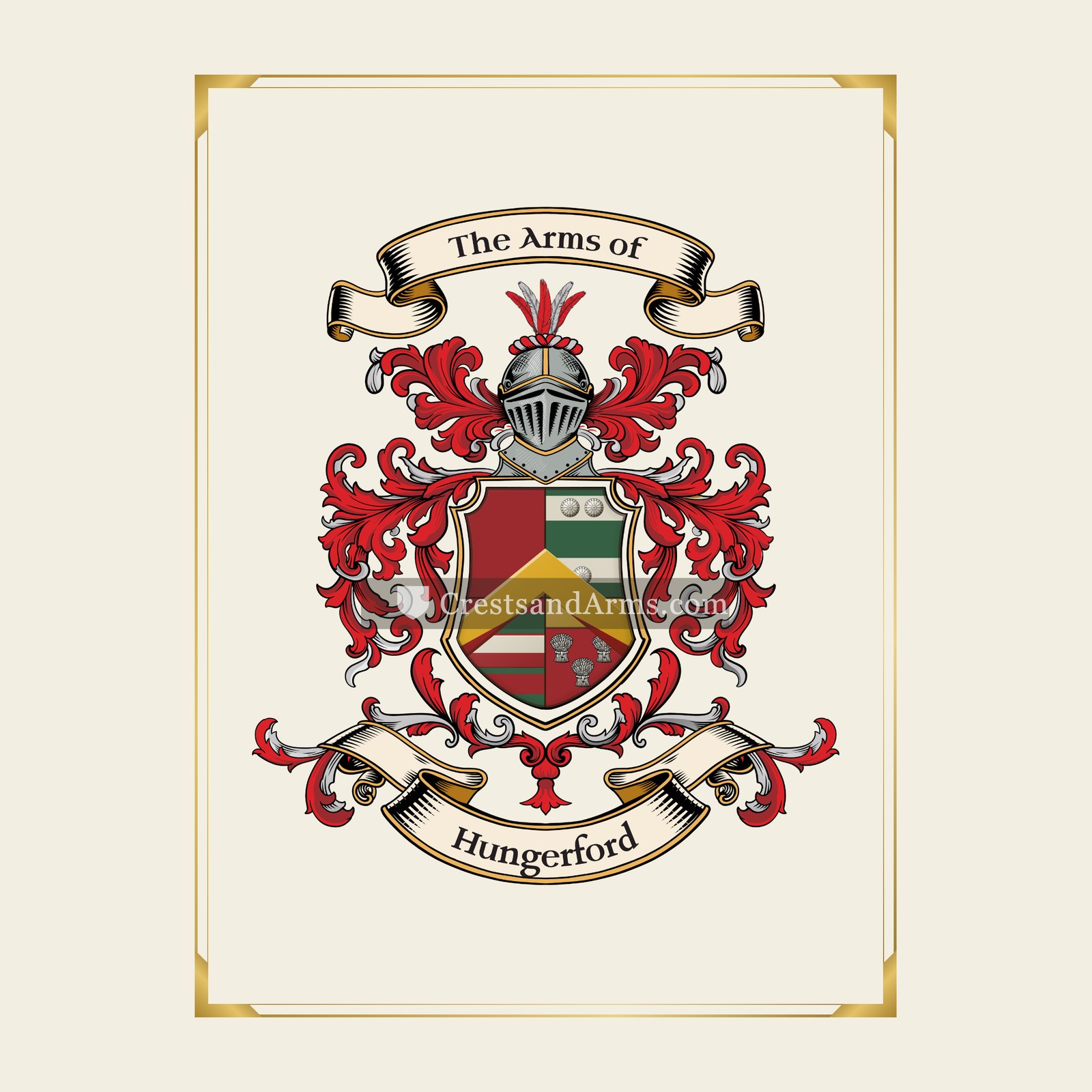 With gold border