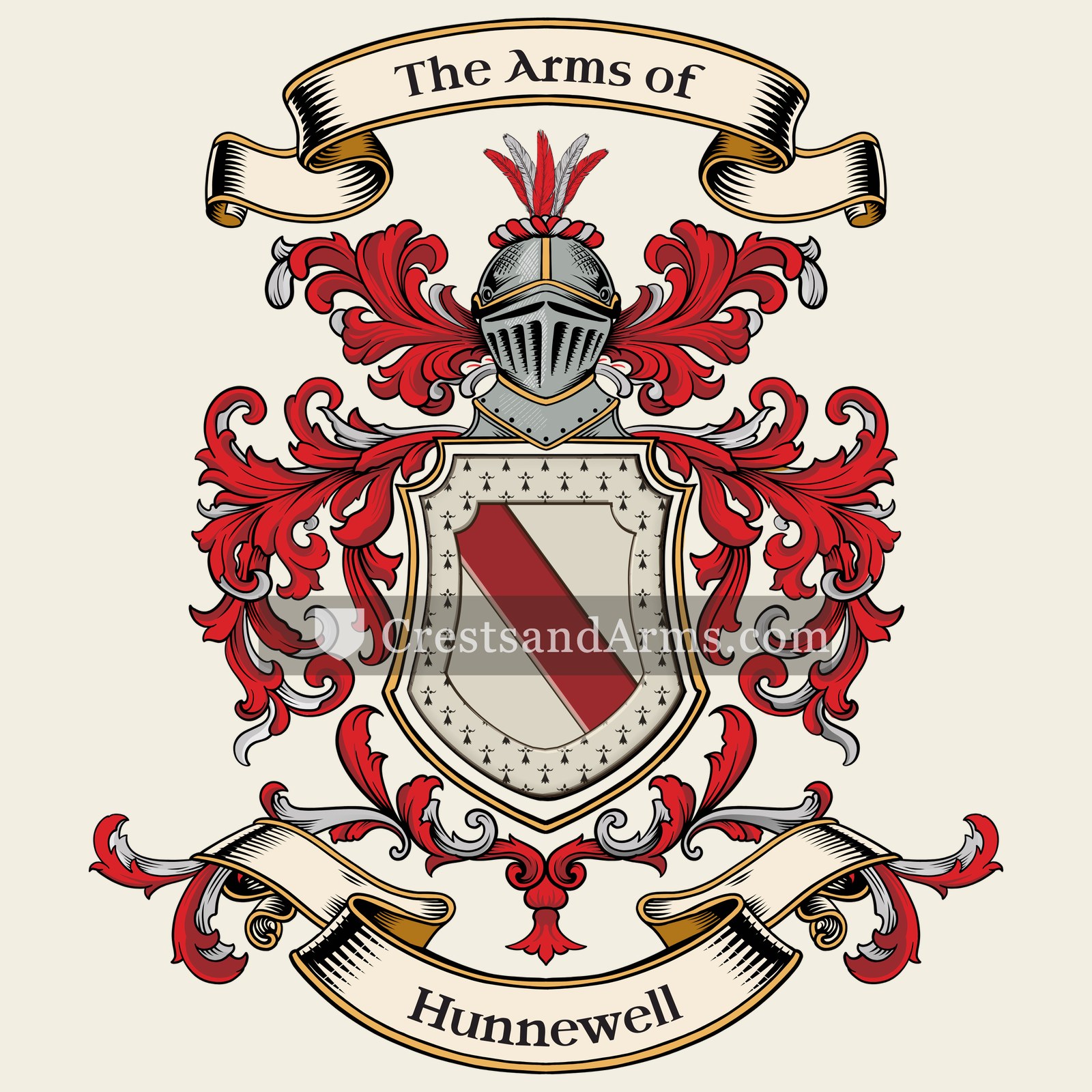 The Hunnewell coat of arms, drawn from the recorded blazon