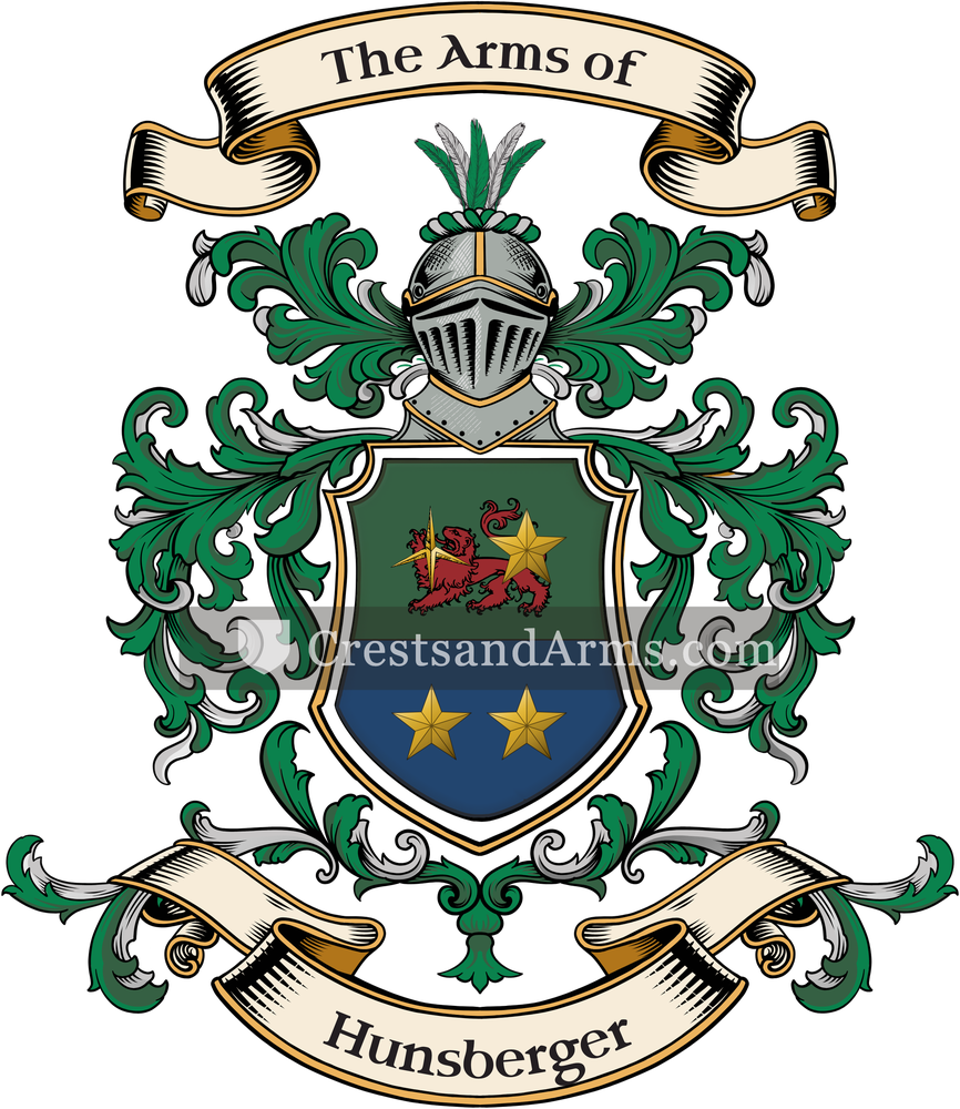 The Hunsberger coat of arms, drawn from the recorded blazon