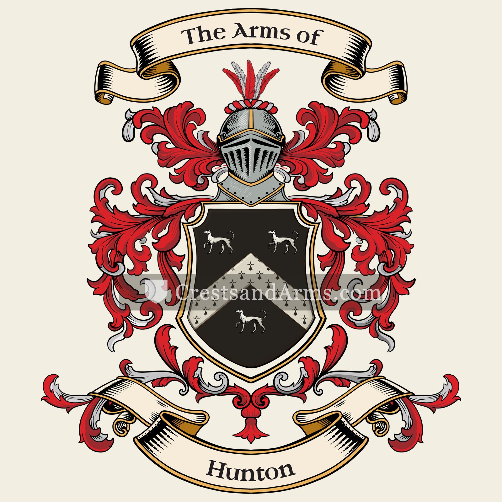 The Hunton coat of arms, drawn from the recorded blazon