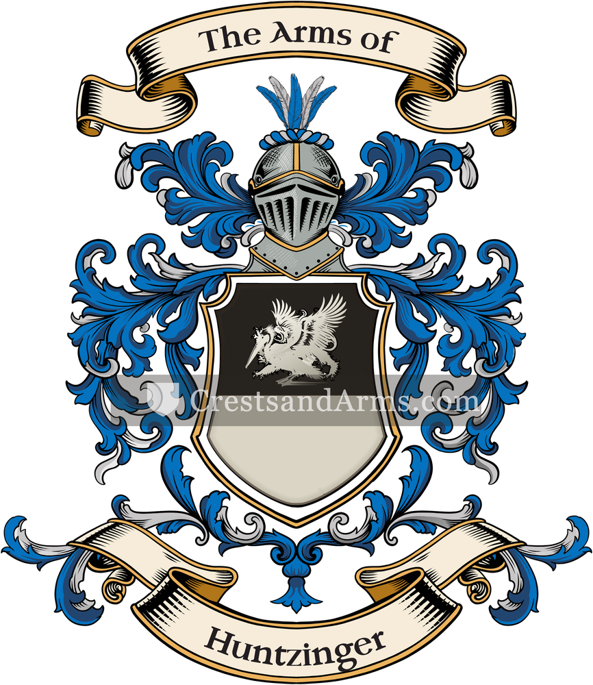 The Huntzinger coat of arms, drawn from the recorded blazon