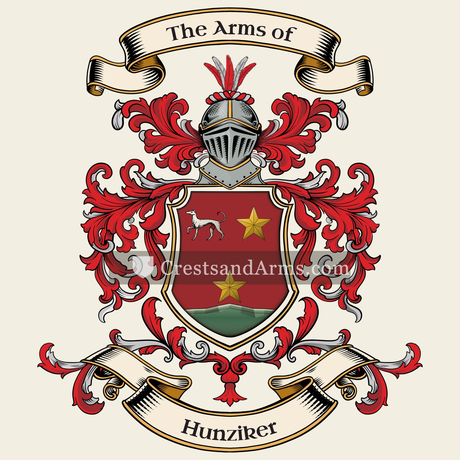 The Hunziker coat of arms, drawn from the recorded blazon