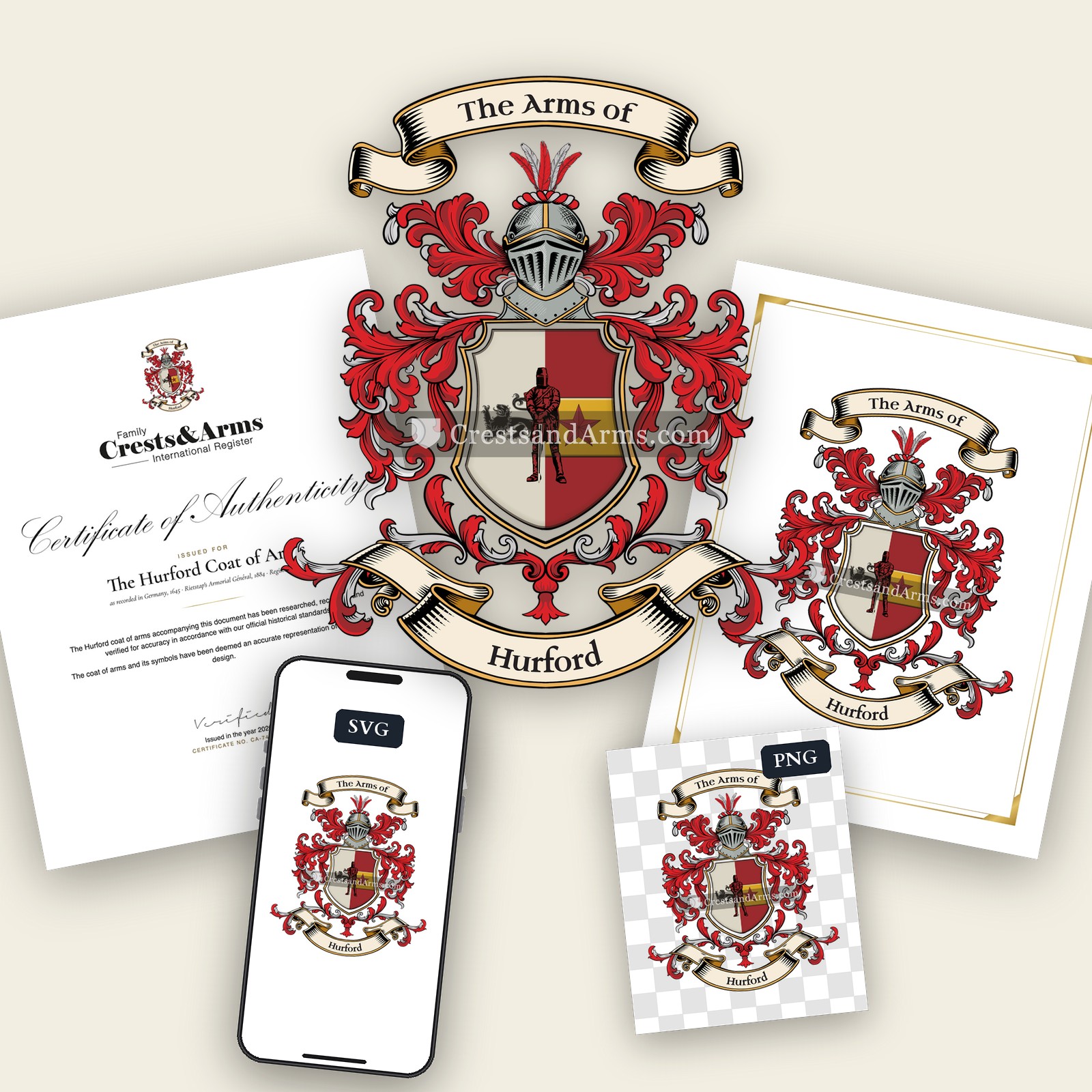 The Hurford arms on the coat of arms — digital pack