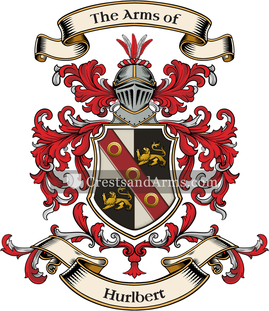 The Hurlbert coat of arms, drawn from the recorded blazon