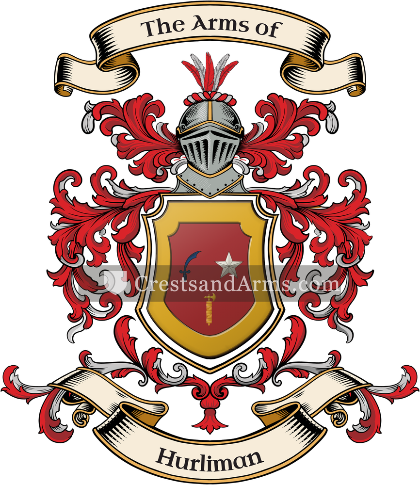 The Hurliman coat of arms, drawn from the recorded blazon