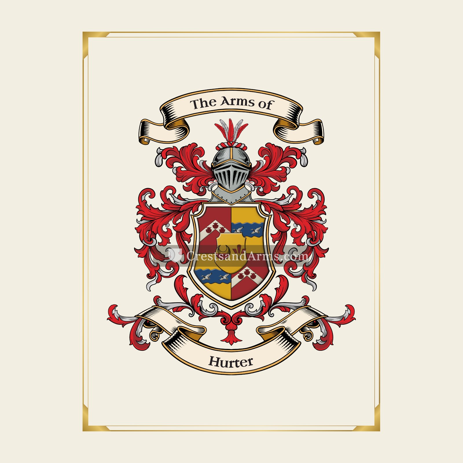 With gold border