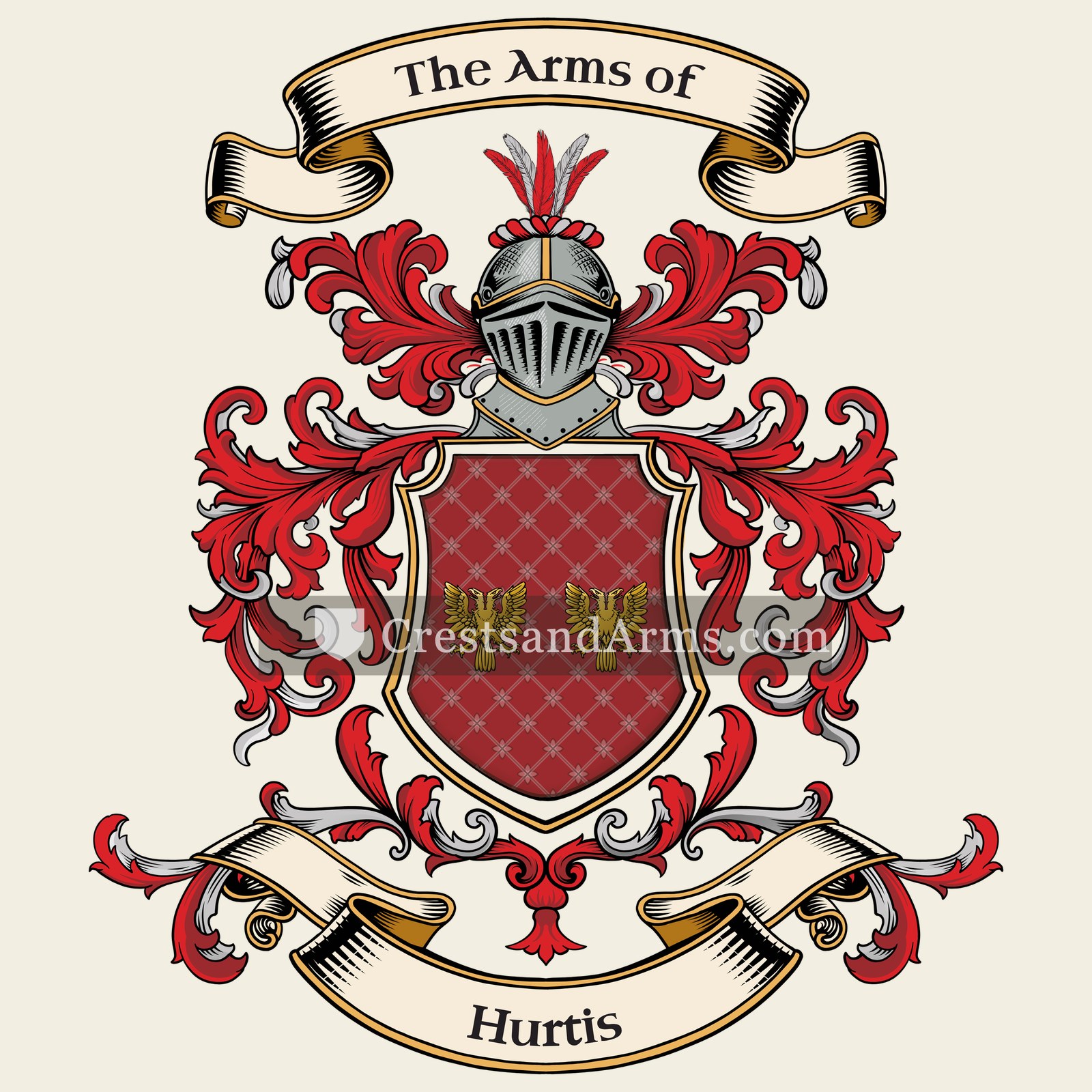 The Hurtis coat of arms, drawn from the recorded blazon