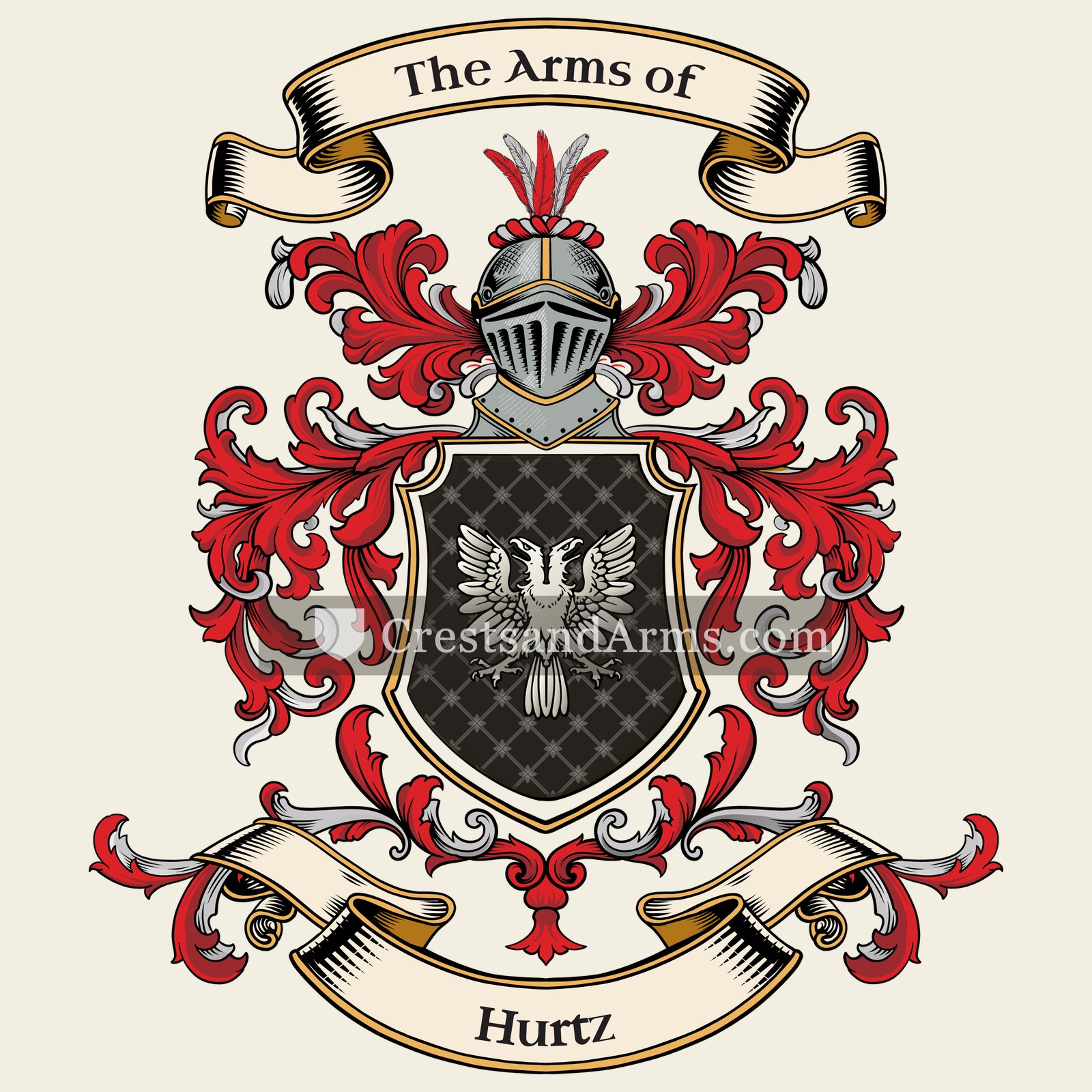 The Hurtz coat of arms, drawn from the recorded blazon