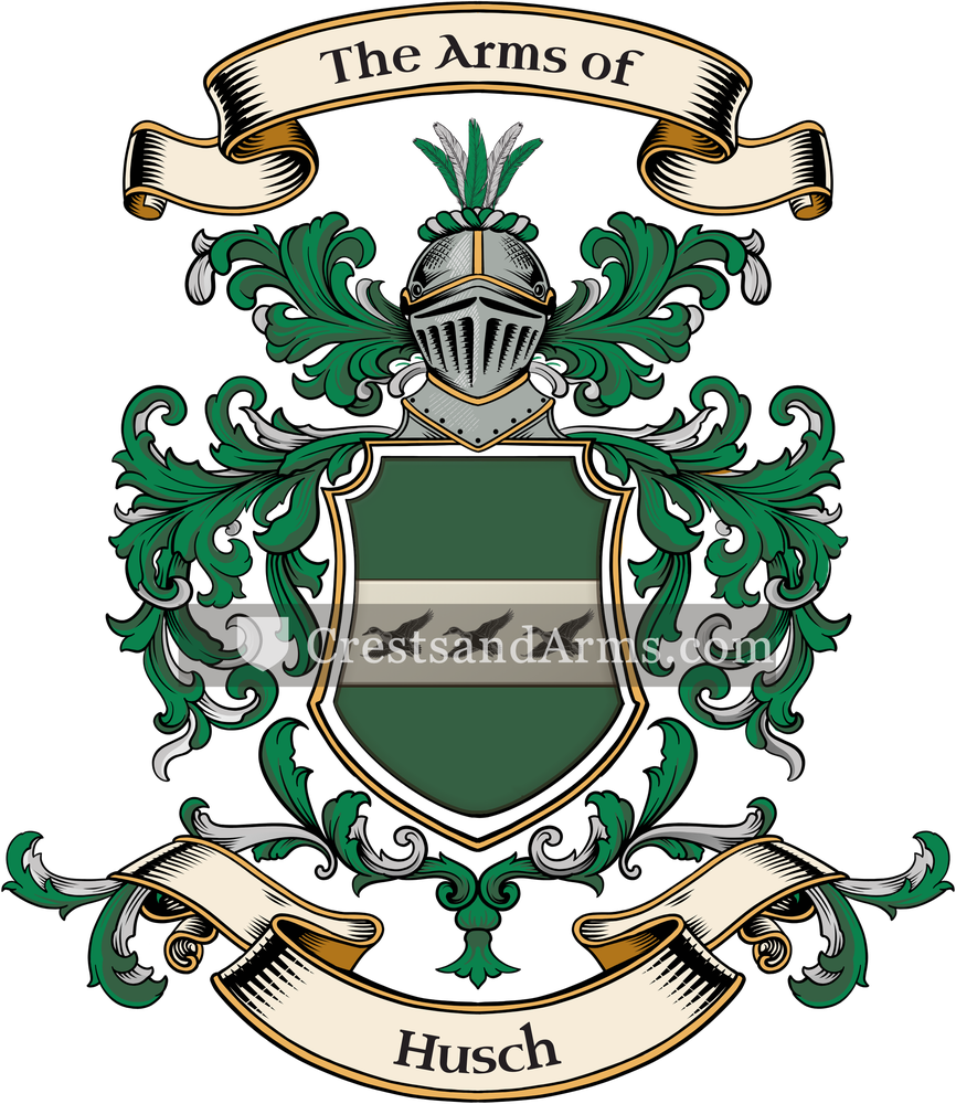 The Husch coat of arms, drawn from the recorded blazon