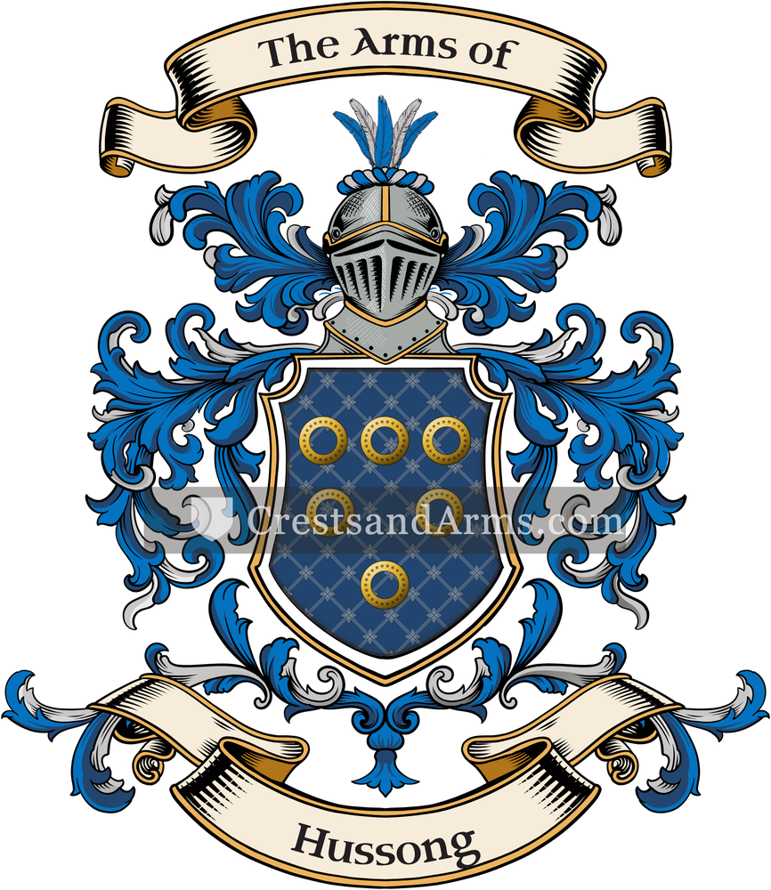 The Hussong coat of arms, drawn from the recorded blazon