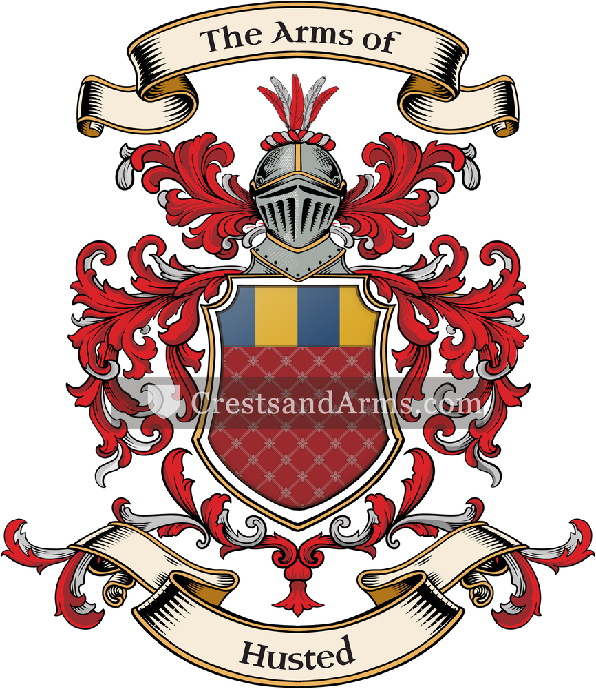 The Husted coat of arms, drawn from the recorded blazon