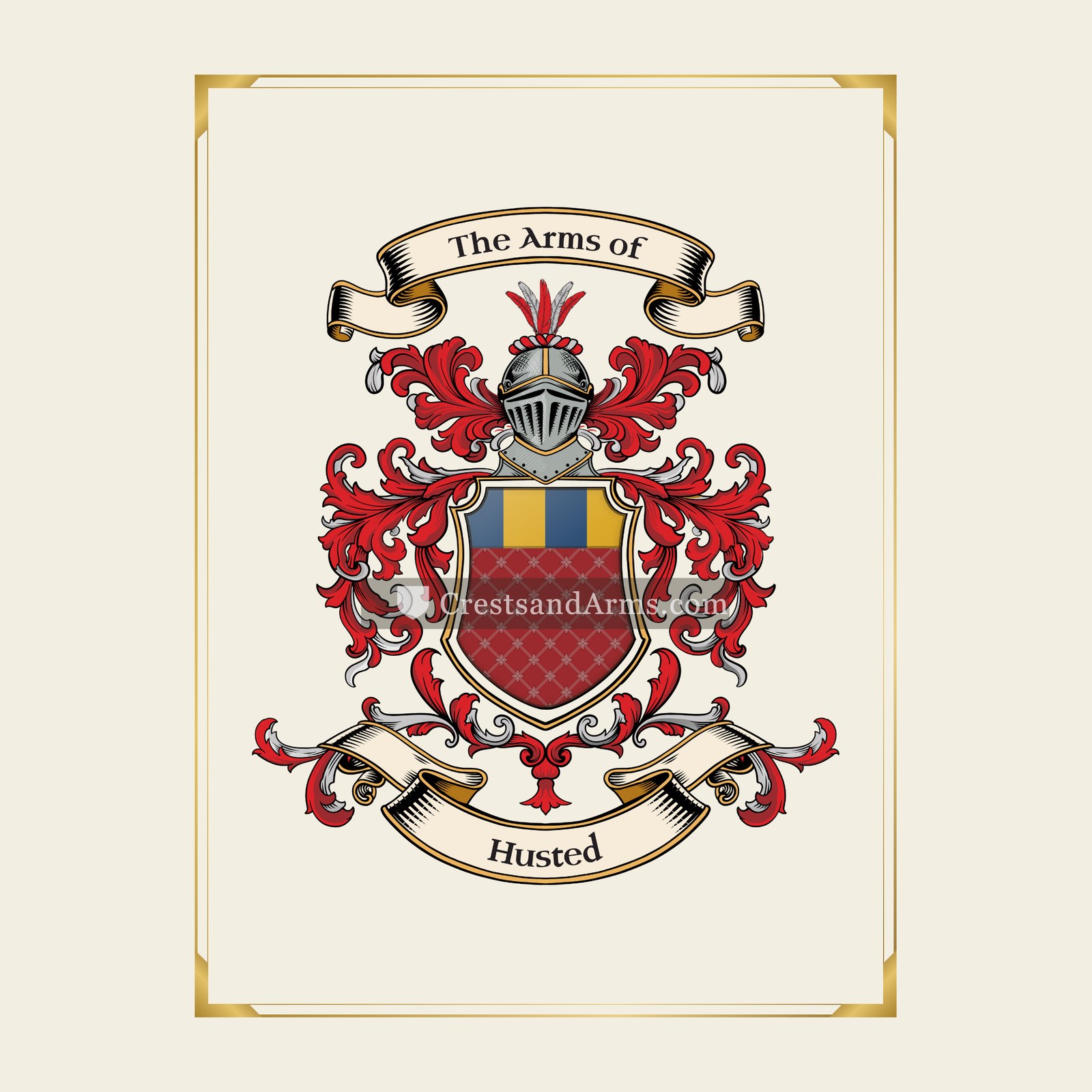 With gold border