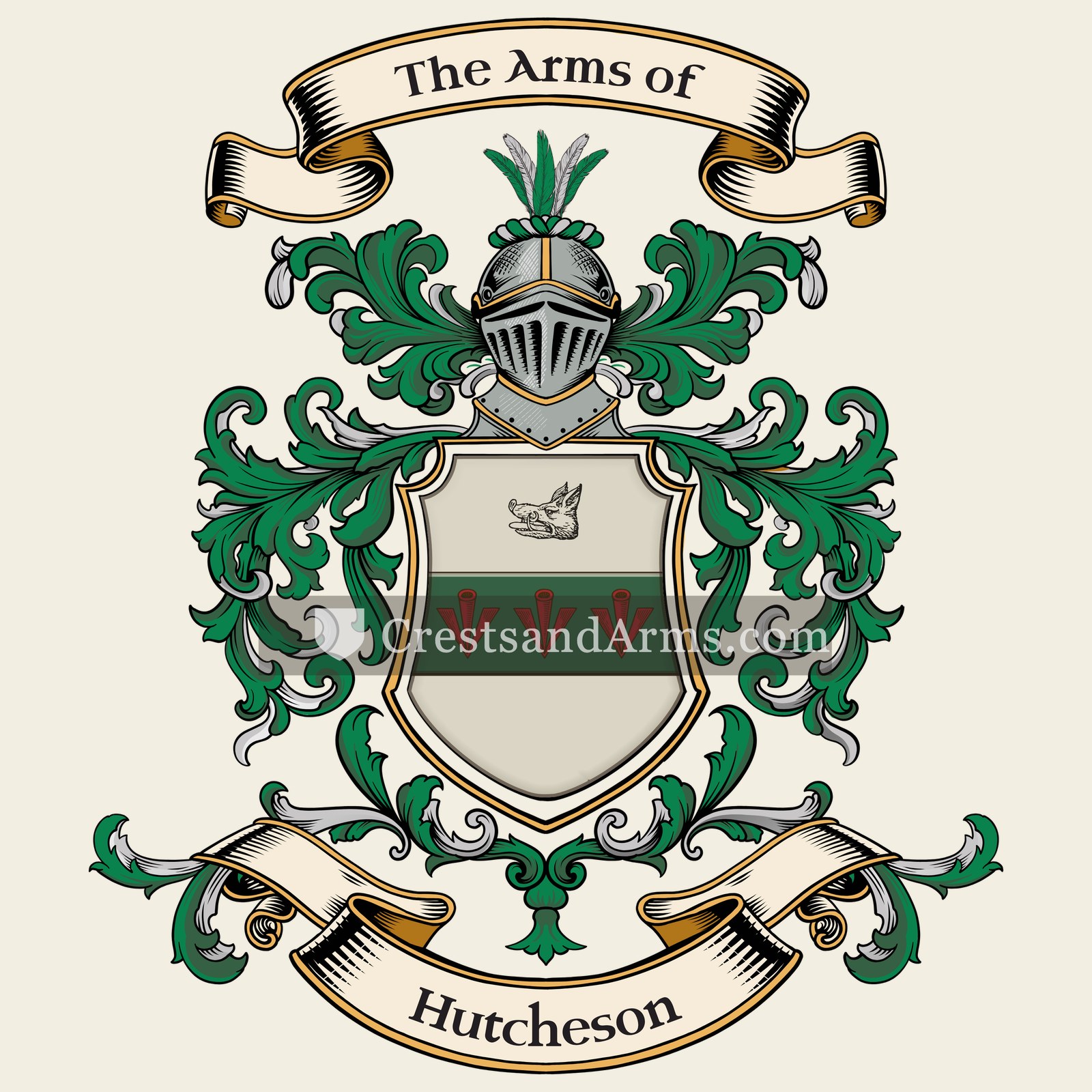 The Hutcheson coat of arms, drawn from the recorded blazon