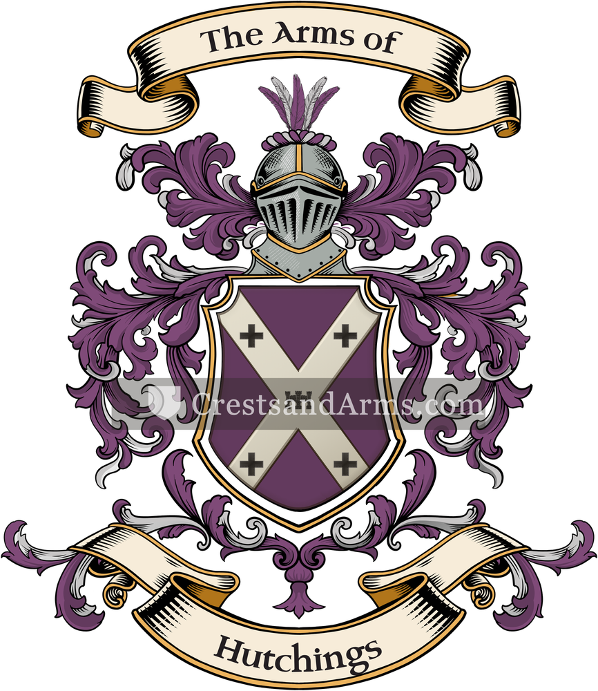 The Hutchings coat of arms, drawn from the recorded blazon