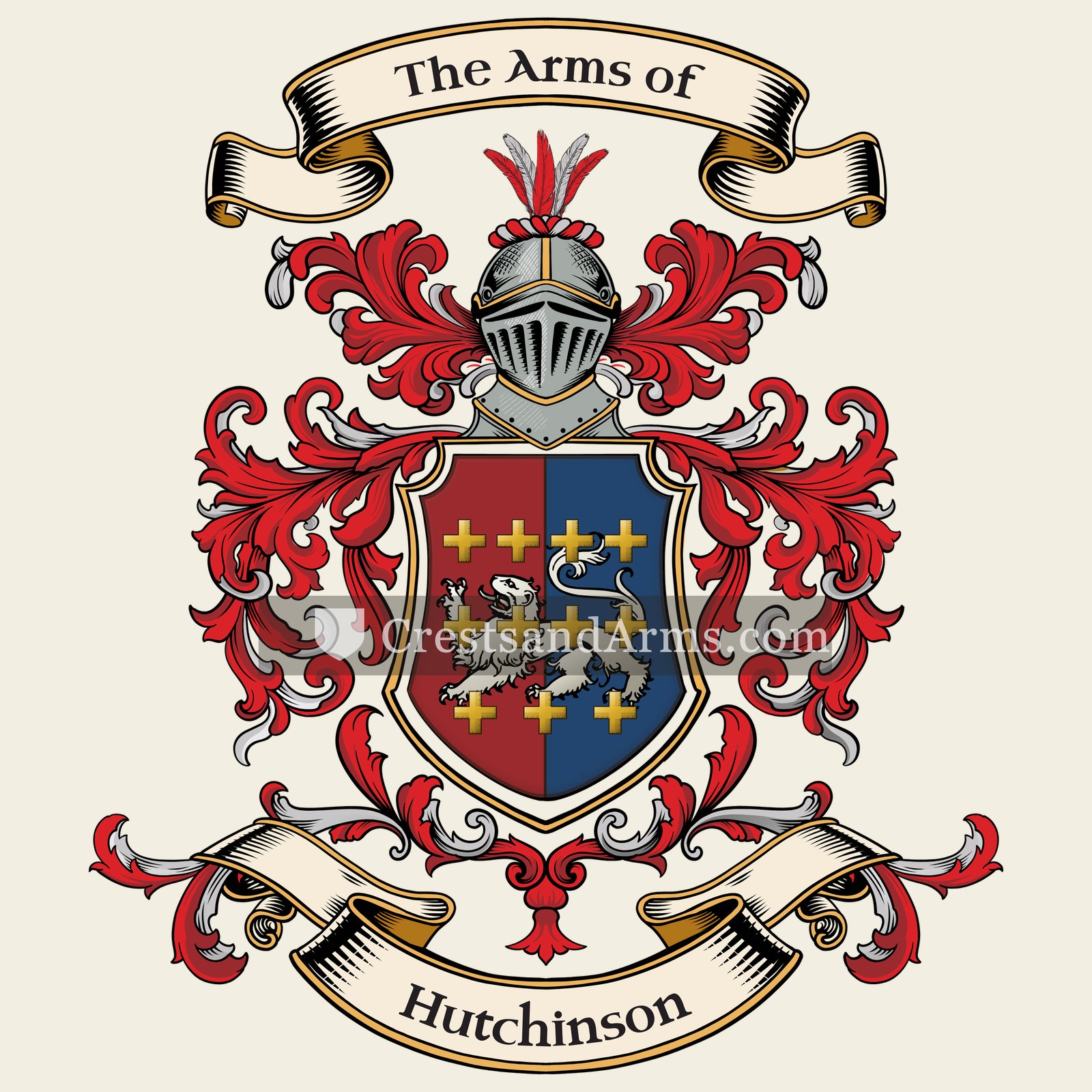 The Hutchinson coat of arms, drawn from the recorded blazon