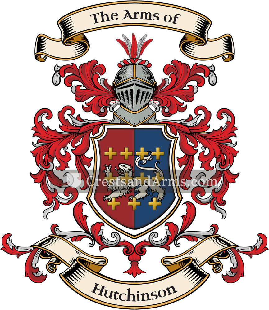 The Hutchinson coat of arms, drawn from the recorded blazon