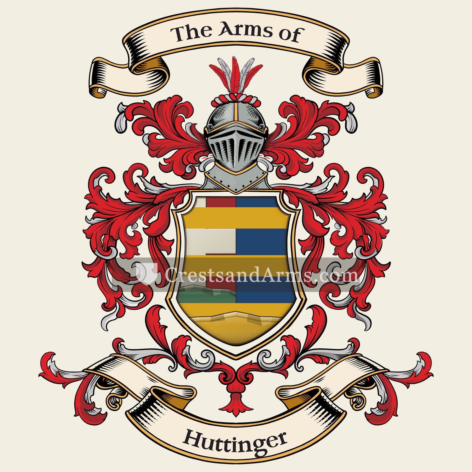 The Huttinger coat of arms, drawn from the recorded blazon