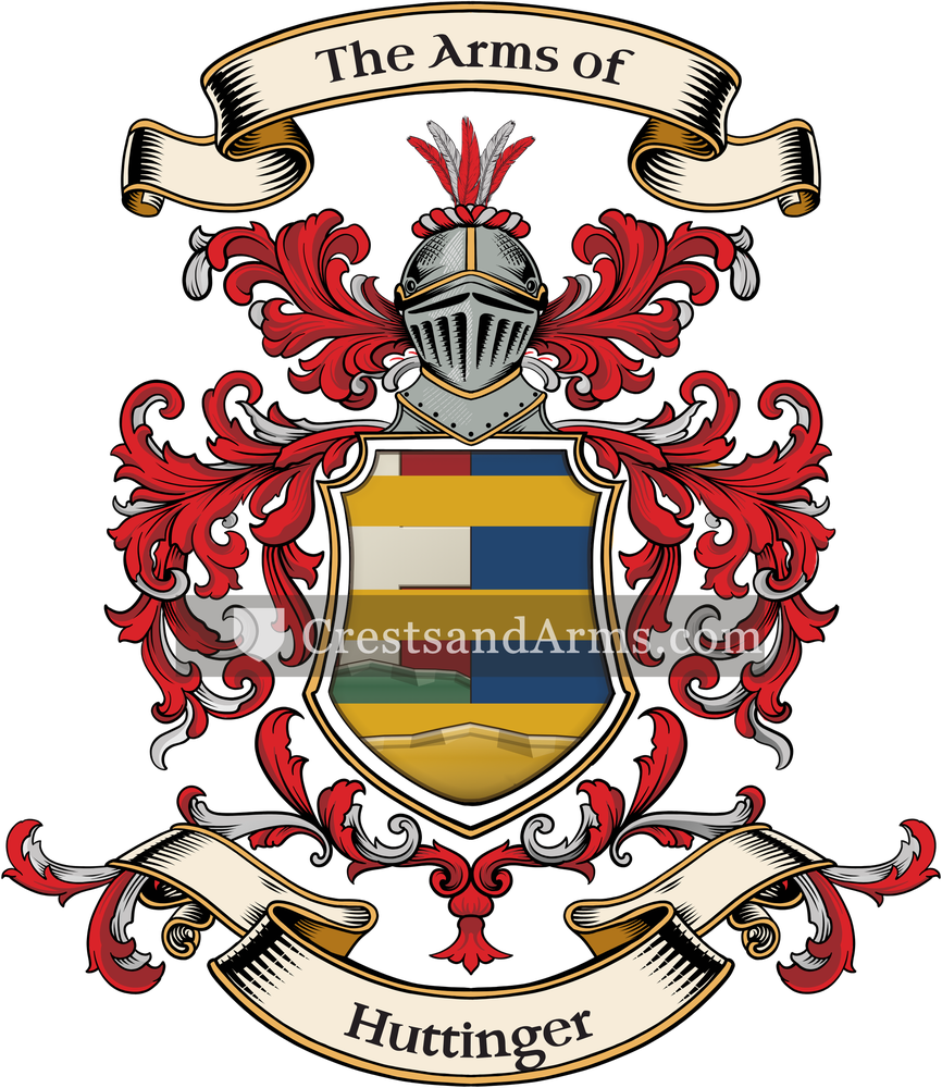 The Huttinger coat of arms, drawn from the recorded blazon