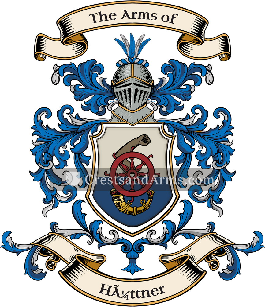The Hüttner coat of arms, drawn from the recorded blazon