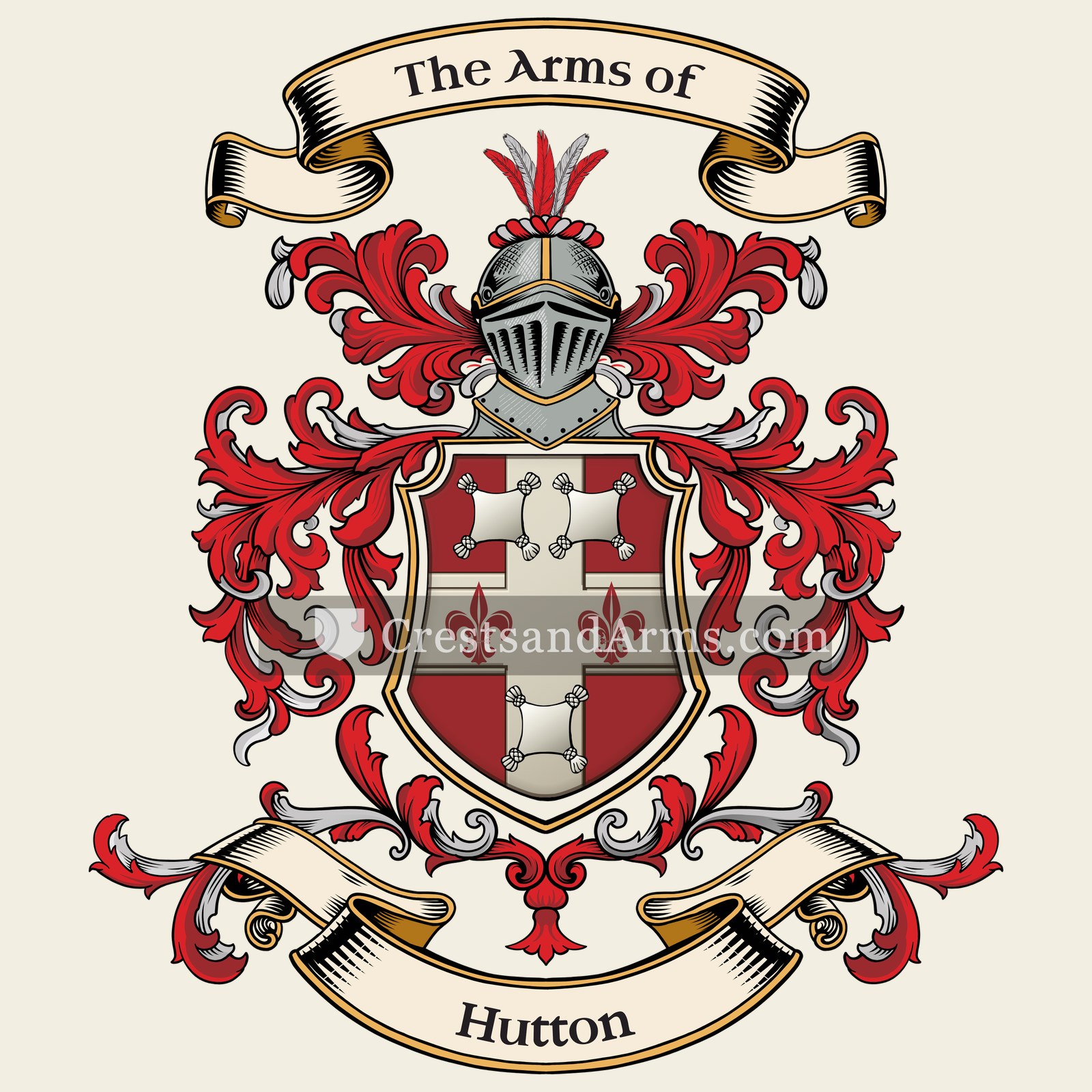 The Hutton coat of arms, drawn from the recorded blazon