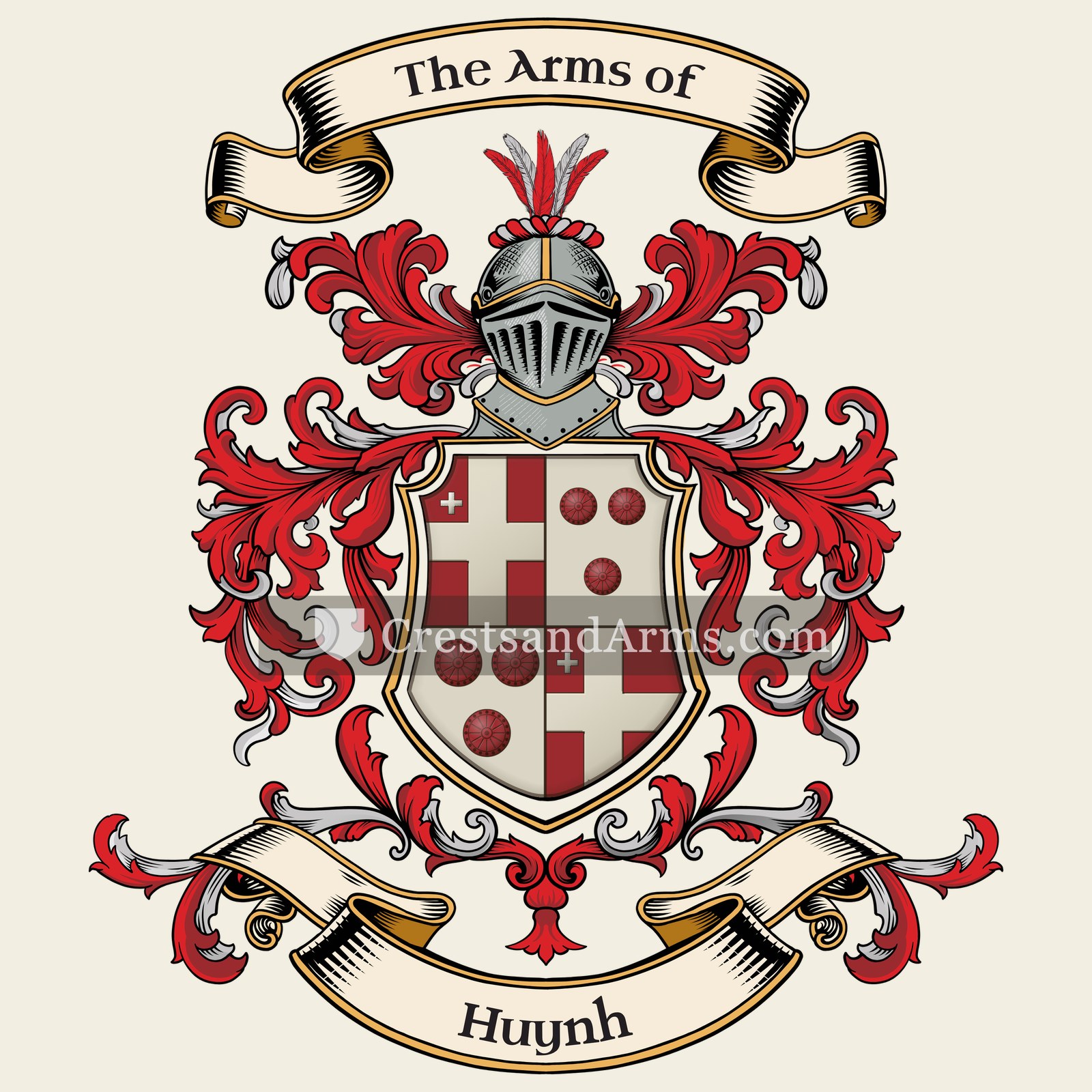 The Huynh coat of arms, drawn from the recorded blazon