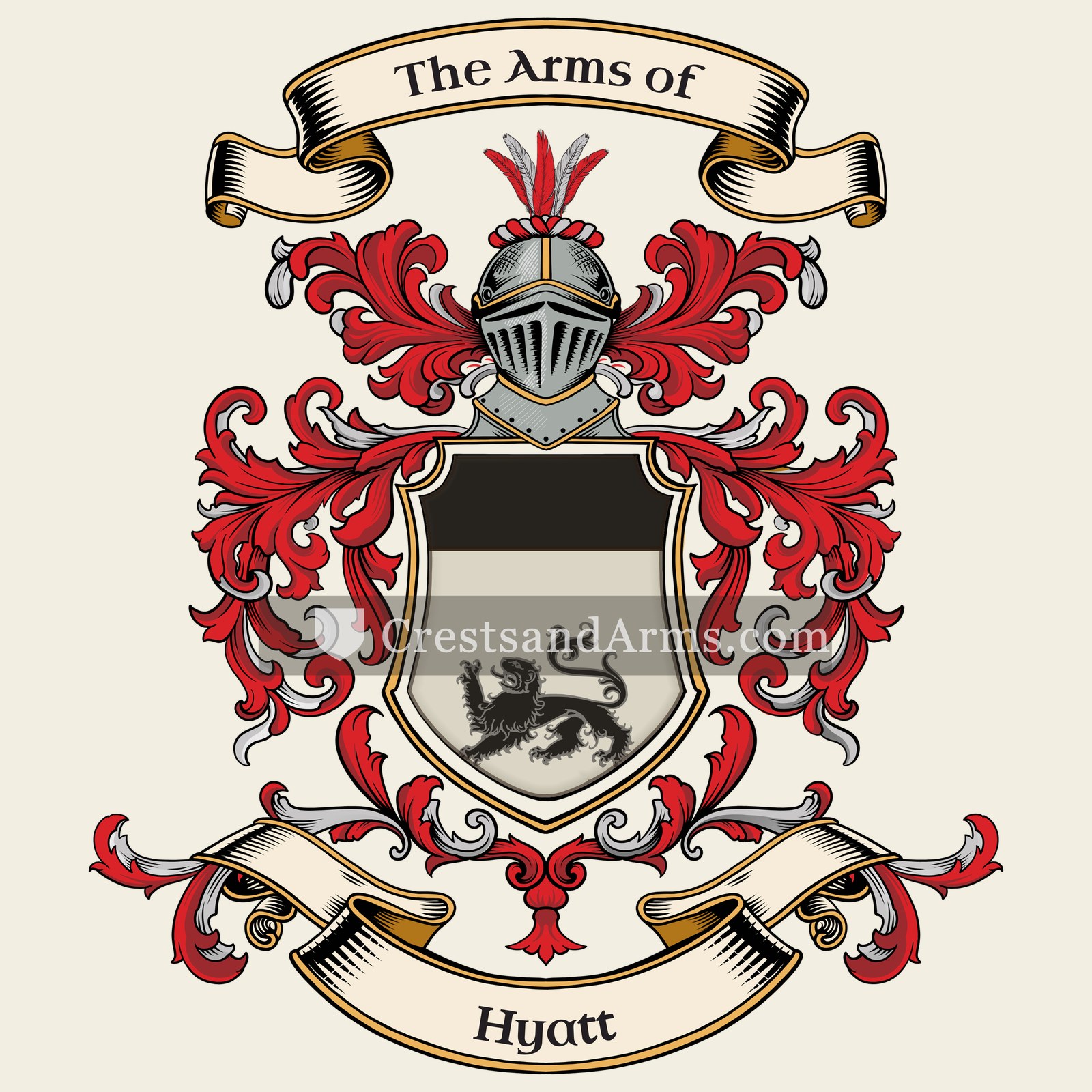 The Hyatt coat of arms, drawn from the recorded blazon