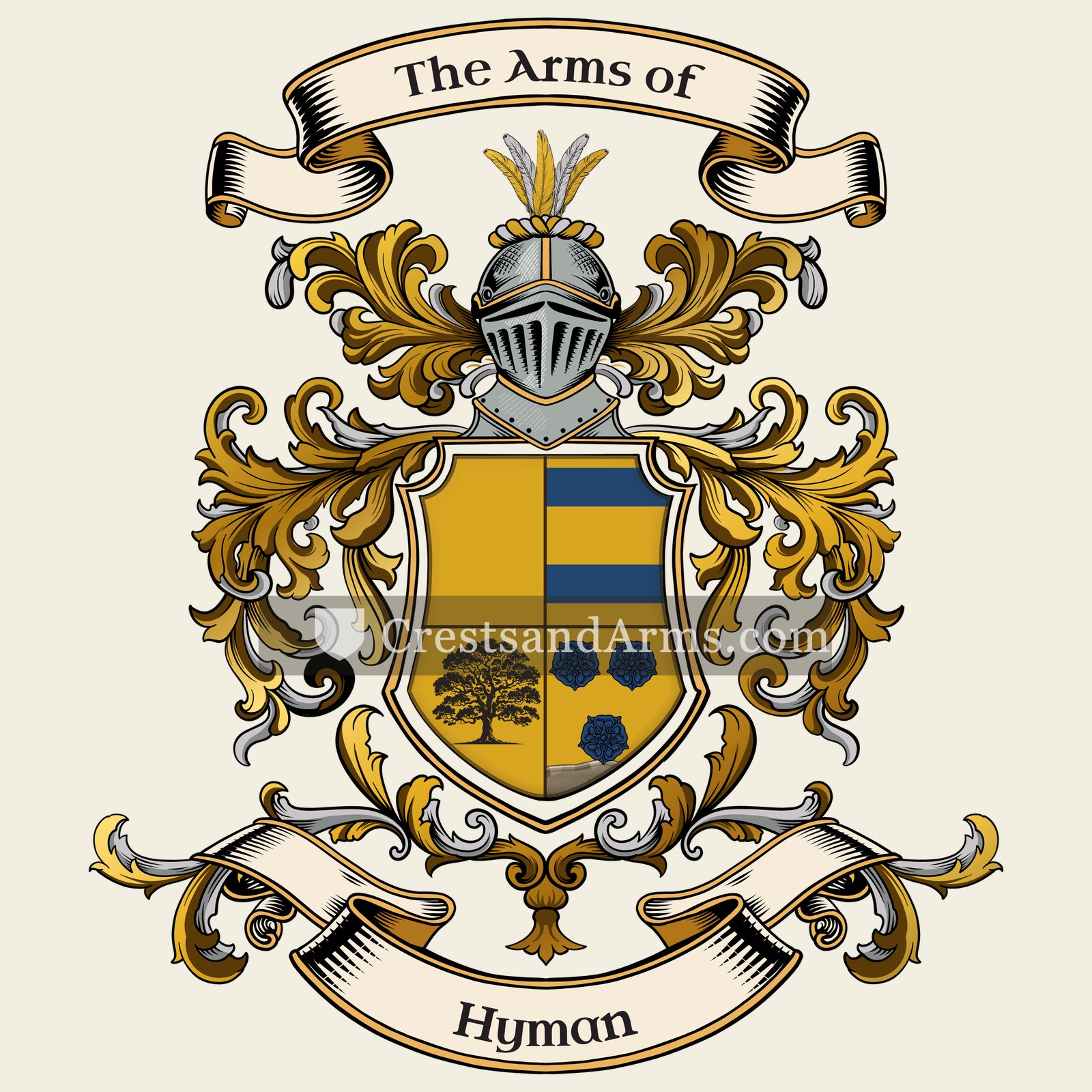 The Hyman coat of arms, drawn from the recorded blazon