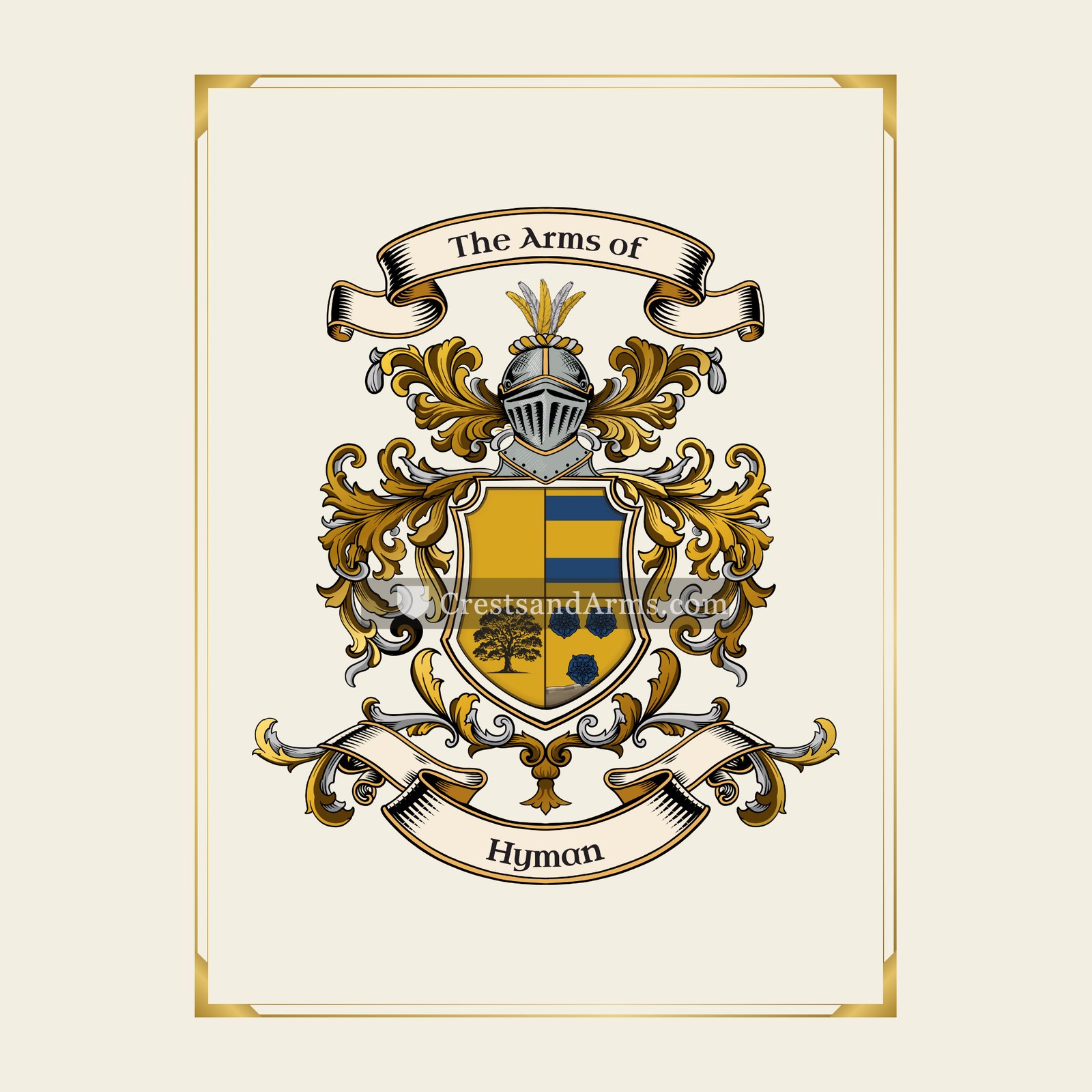 With gold border