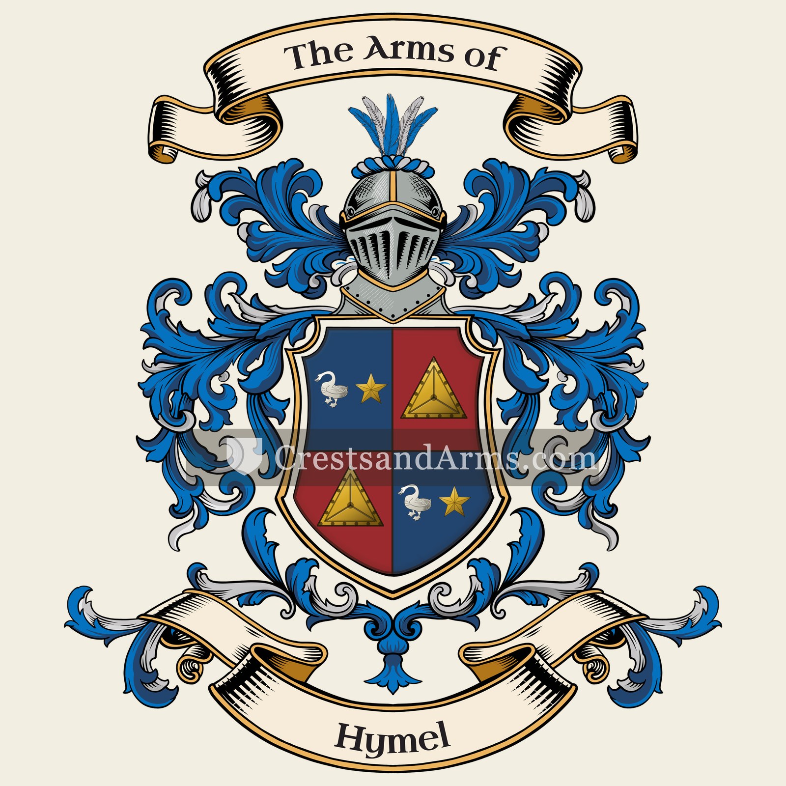 The Hymel coat of arms, drawn from the recorded blazon