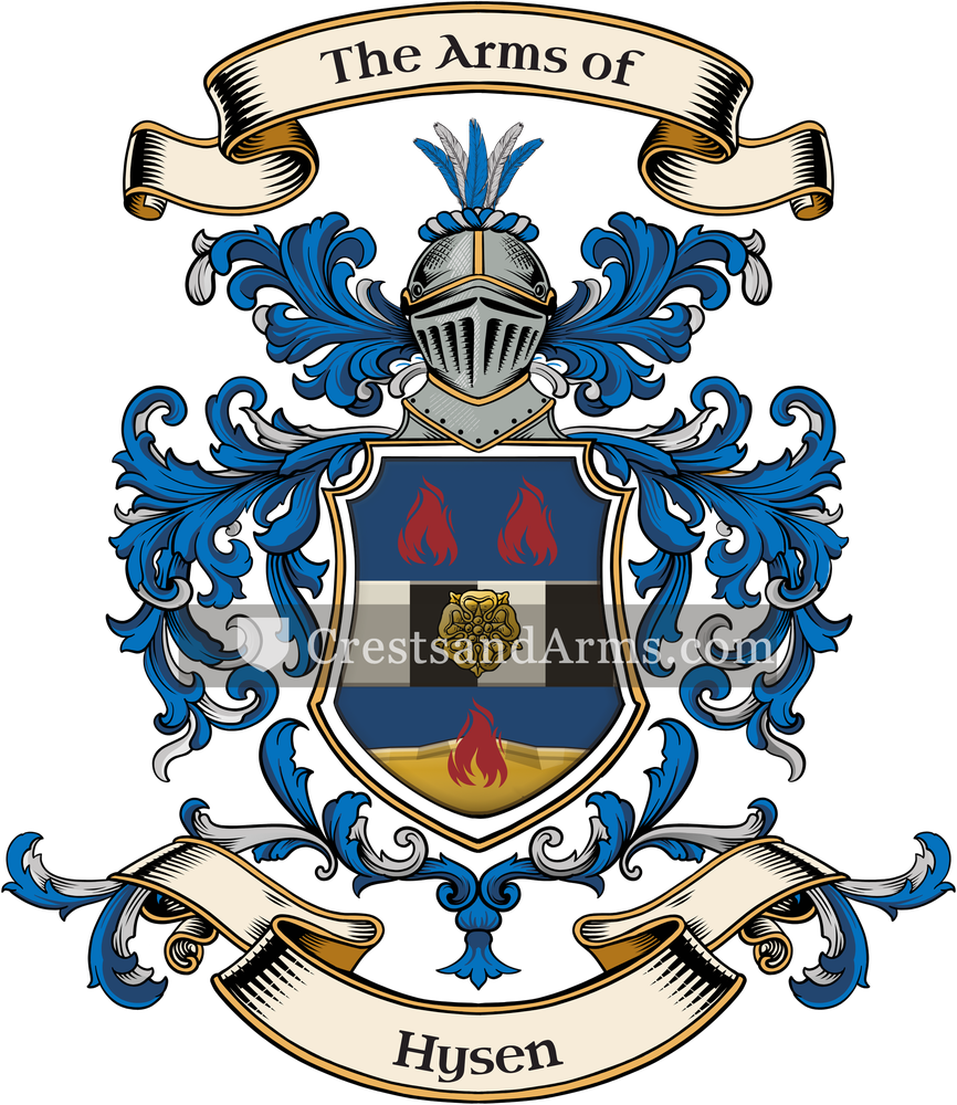 The Hysen coat of arms, drawn from the recorded blazon