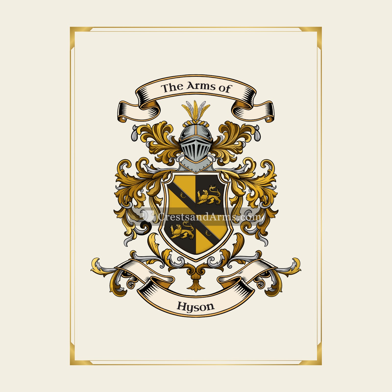 With gold border