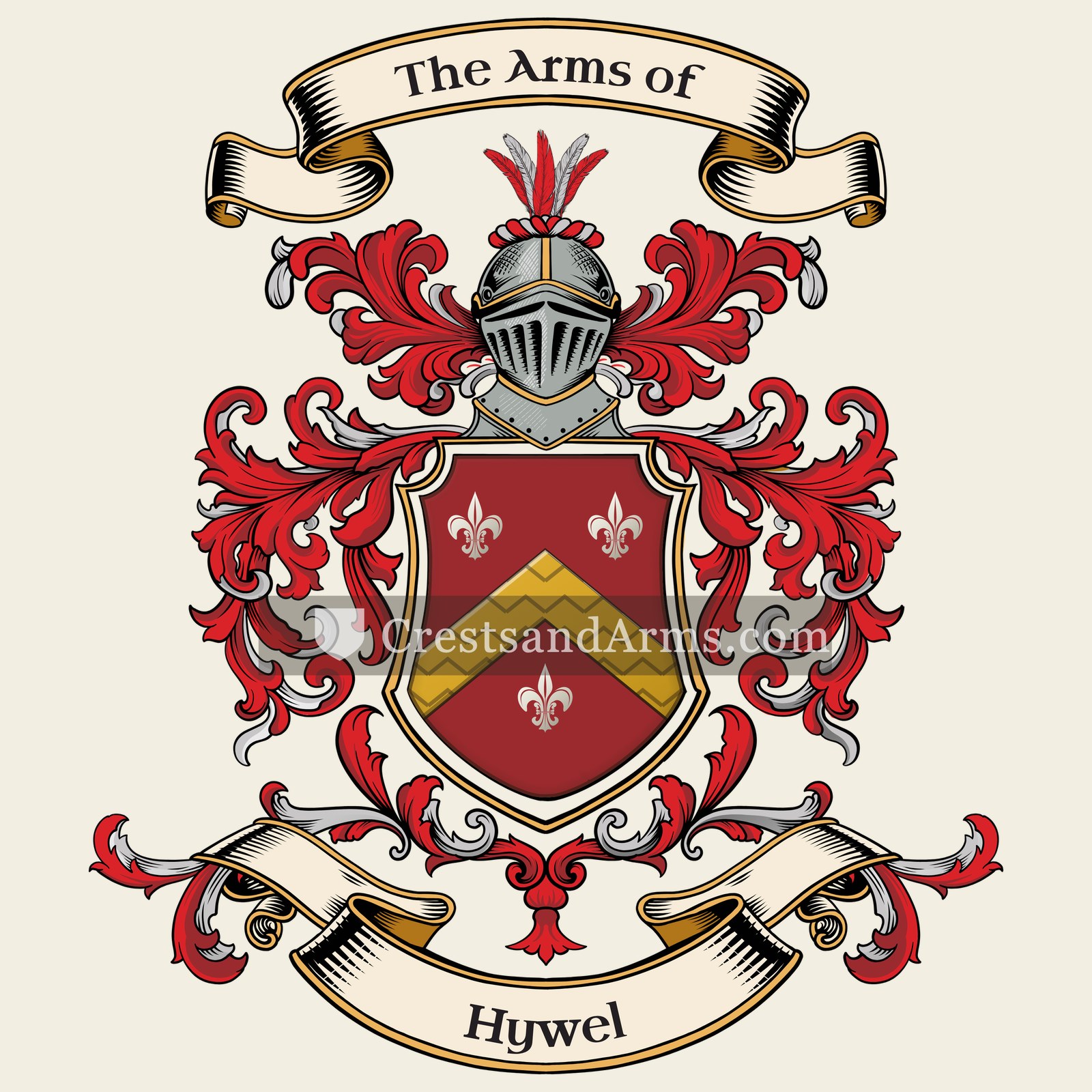 The Hywel coat of arms, drawn from the recorded blazon
