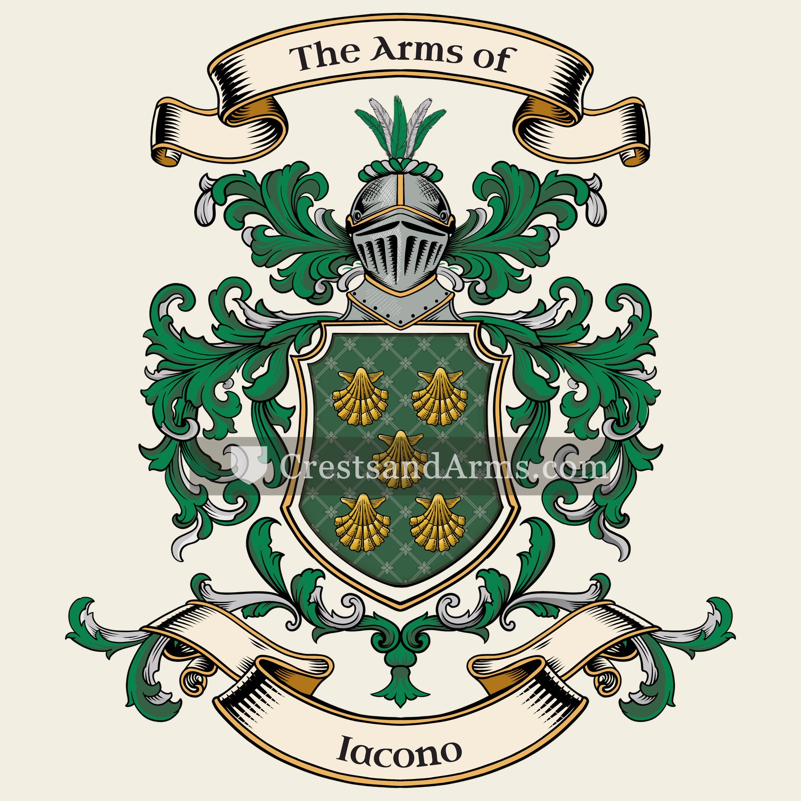 The Iacono coat of arms, drawn from the recorded blazon