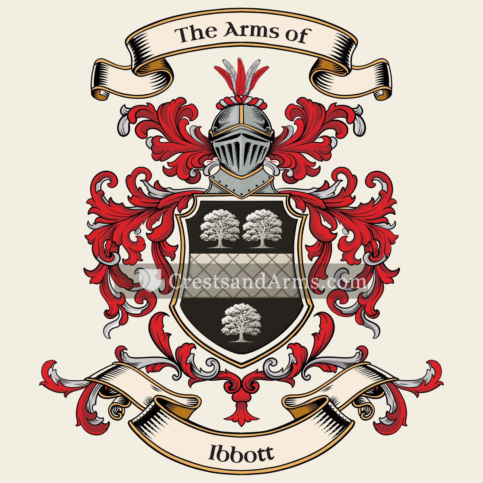 The Ibbott coat of arms, drawn from the recorded blazon