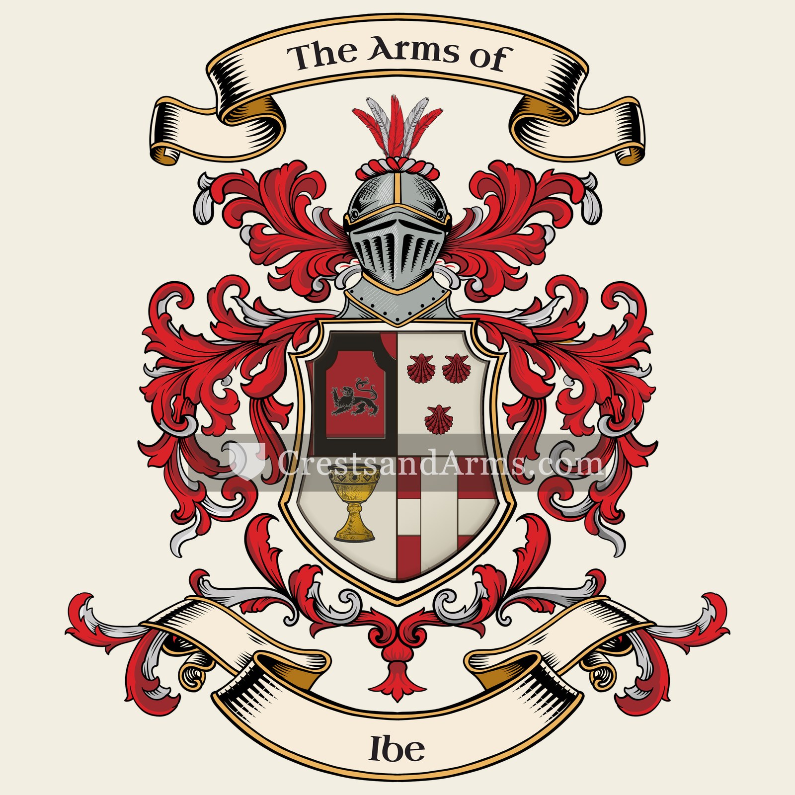 The Ibe coat of arms, drawn from the recorded blazon